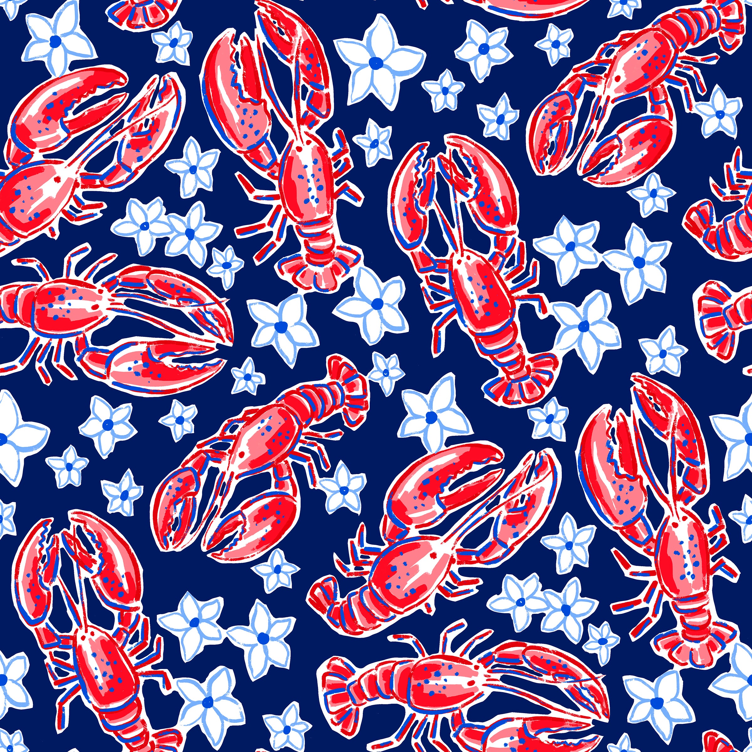 Quilted Large Shoulder Tote in Lobster Shanty Navy and Red