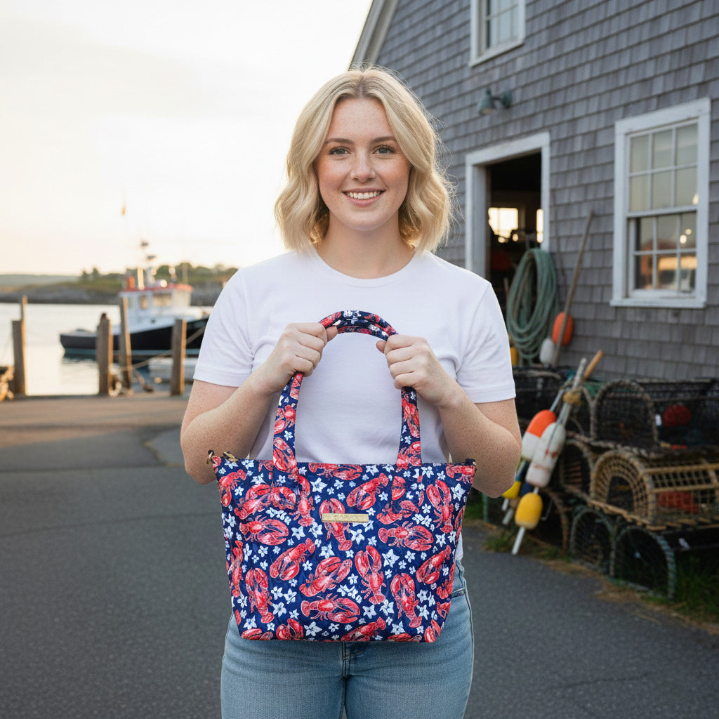 Quilted Small Crossbody Satchel in Lobster Shanty