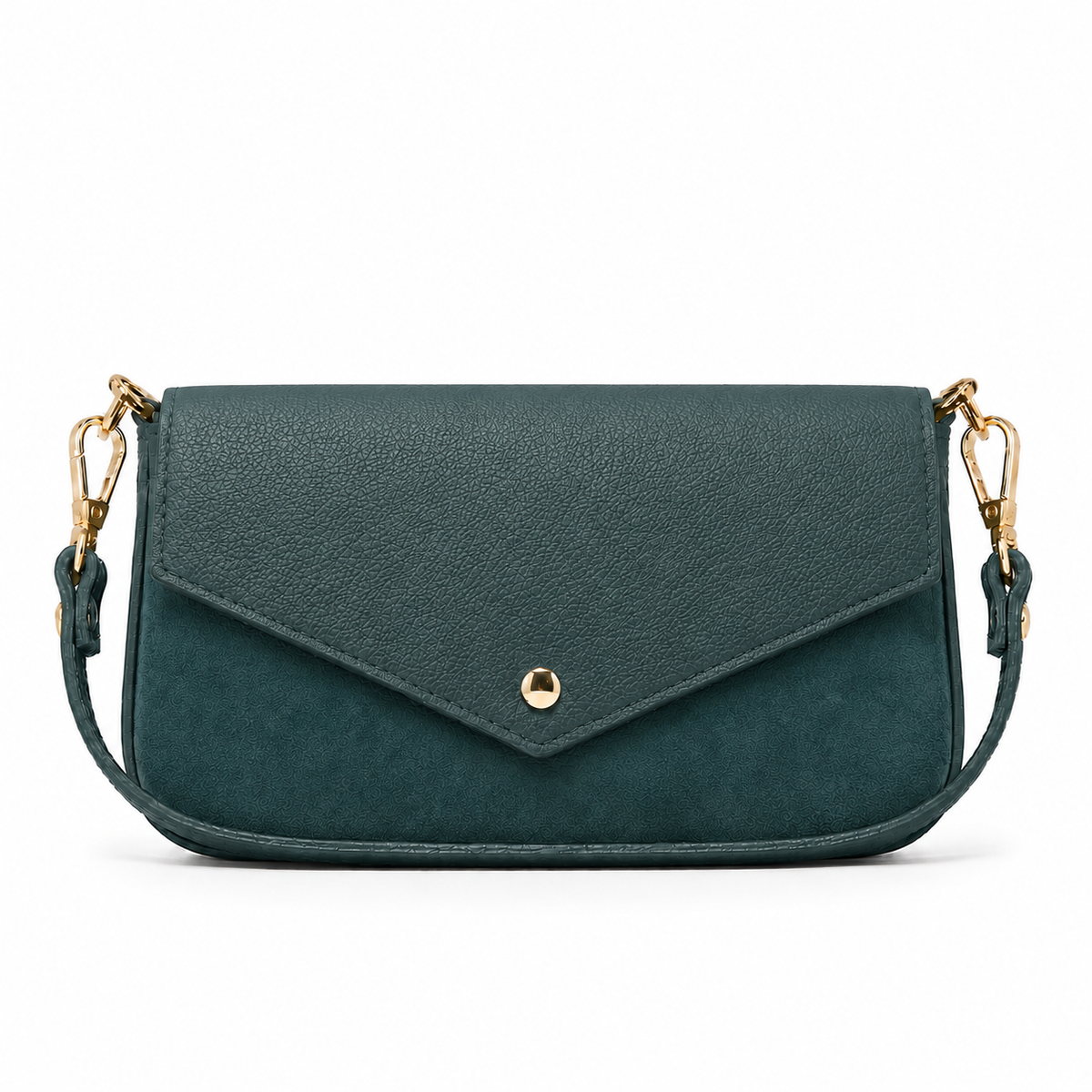 Leather and Suede Crossbody Bag in Petrol