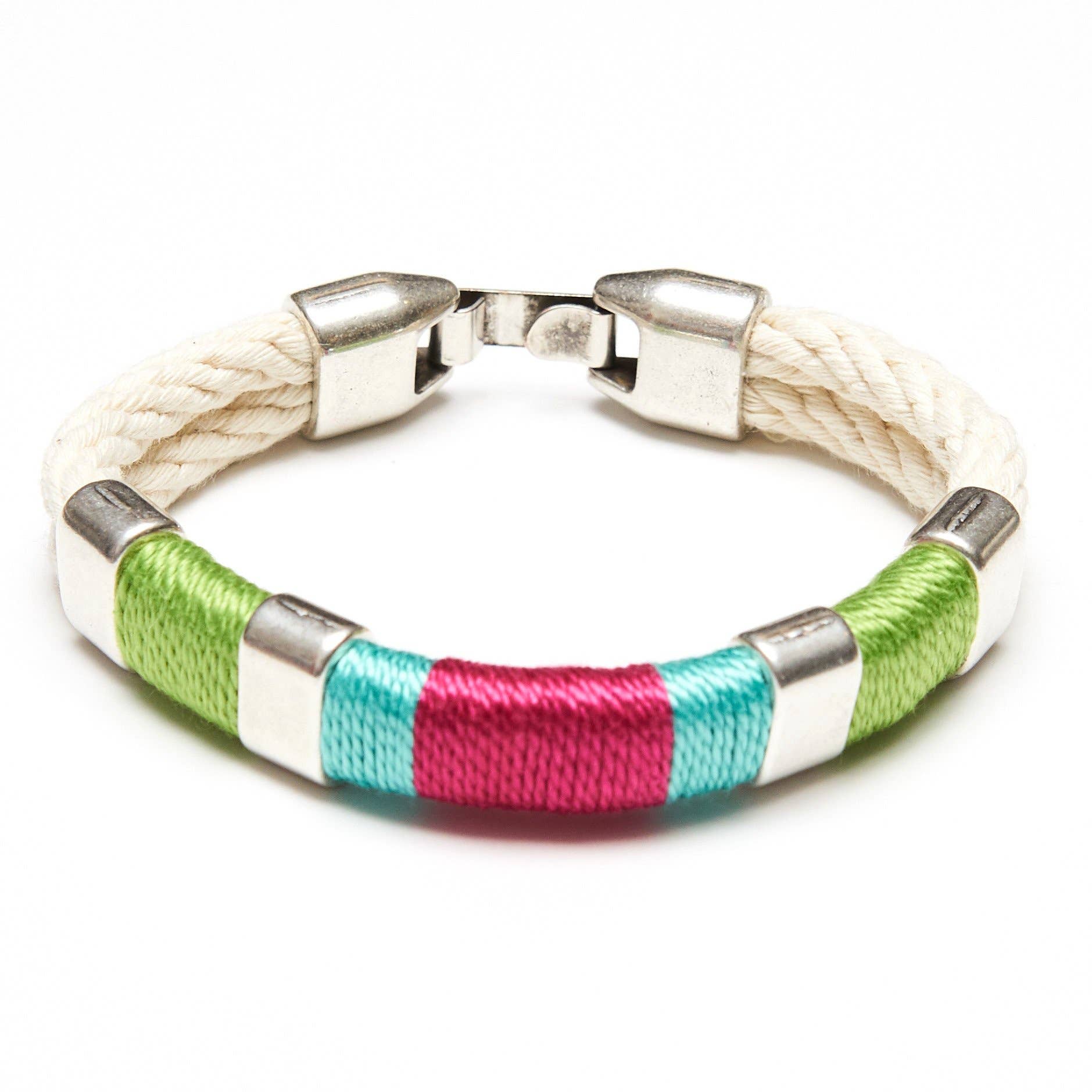 Newbury - Ivory/Lime/Turquoise/Pink/Silver - Rope Bracelet