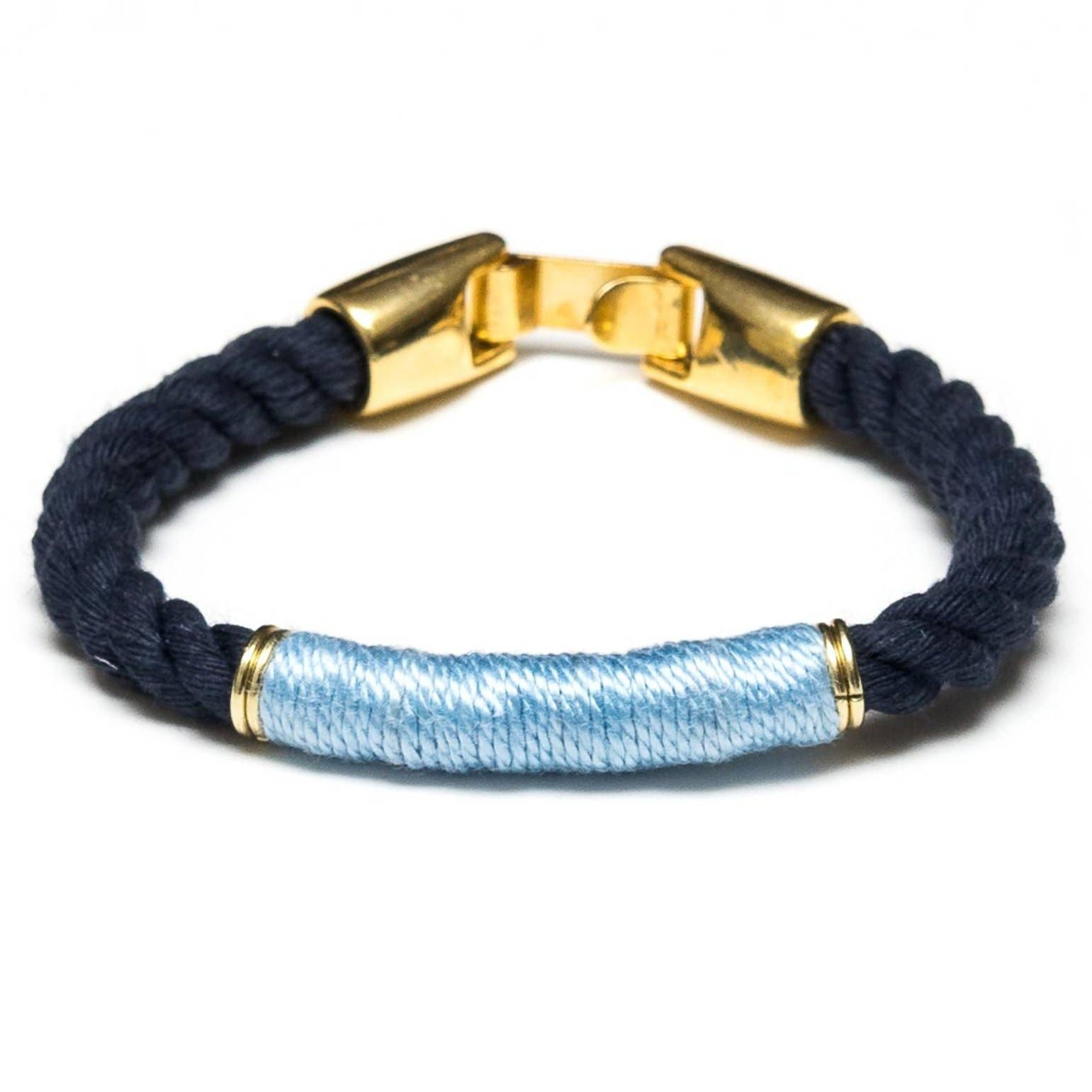 Beacon - Navy/Light Blue/Gold - Nautical Rope Bracelet