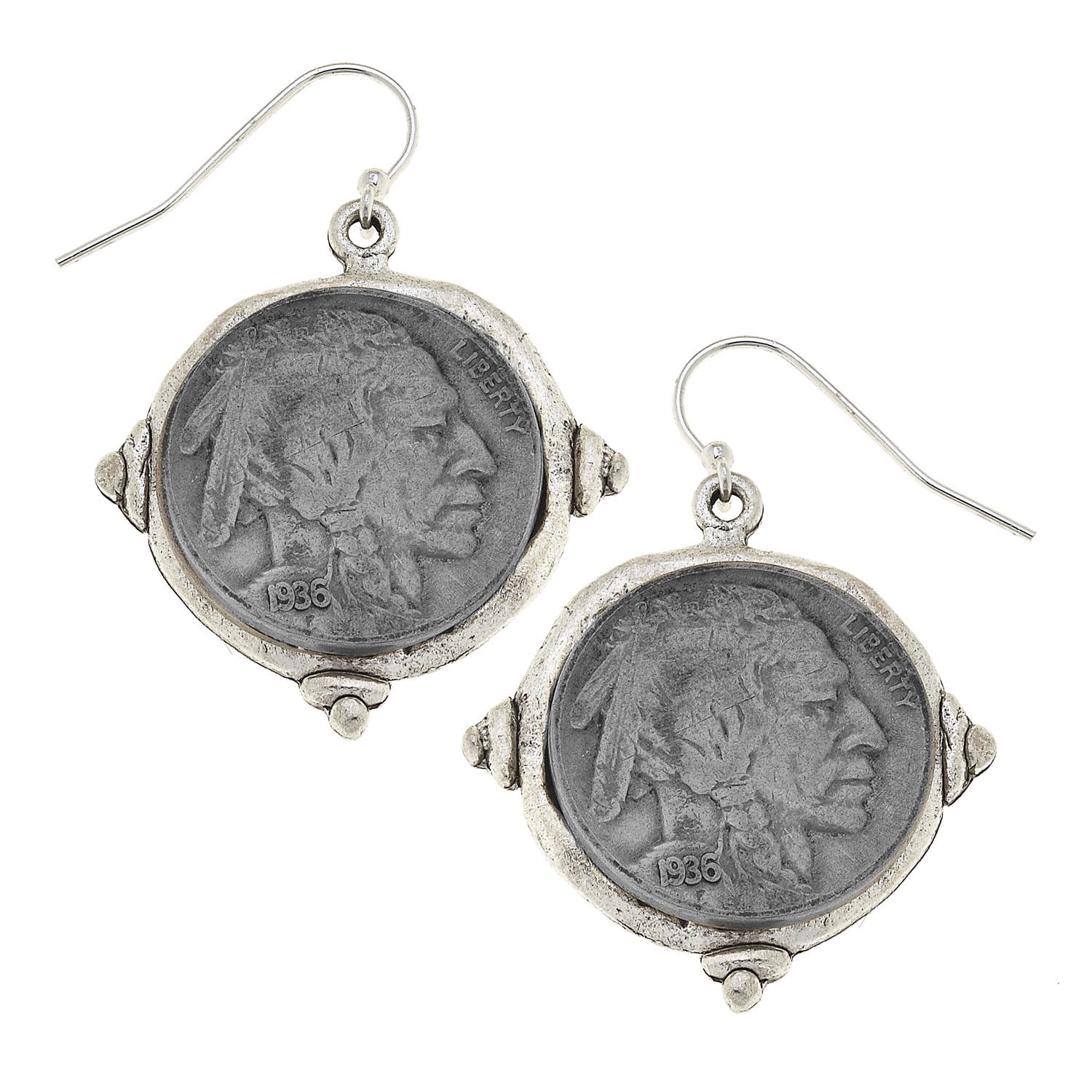 Silver Vintage Indian Head Coin Earrings