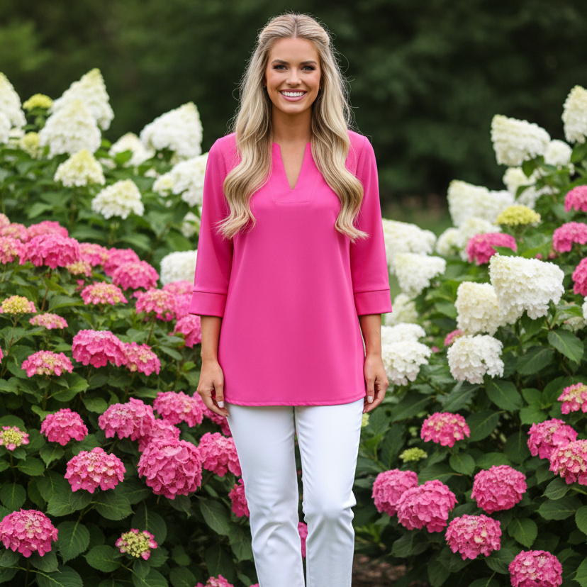 Boca Tunic Top in Hot Pink