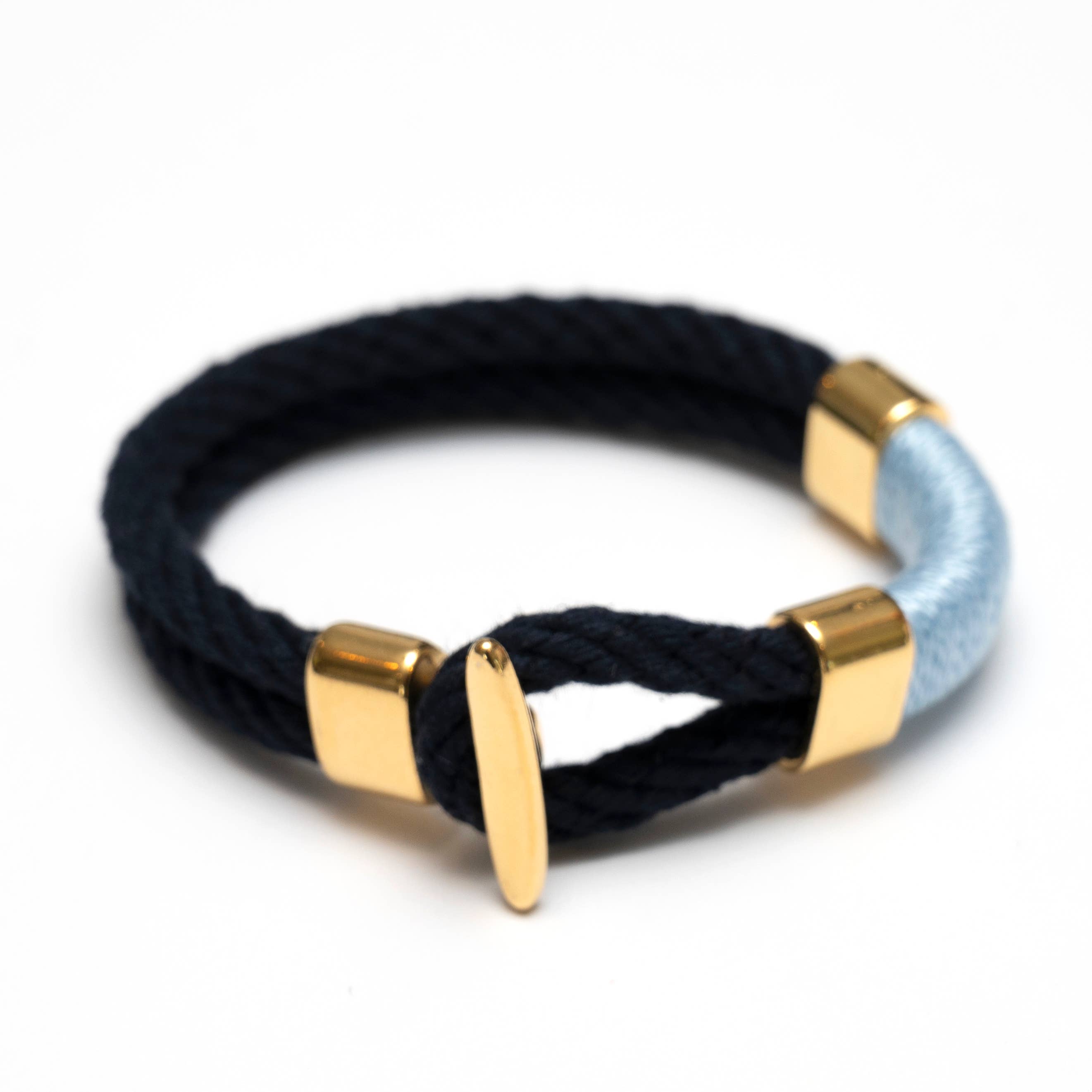 Cambridge - Navy/Light Blue/Gold - Nautical Rope Bracelet