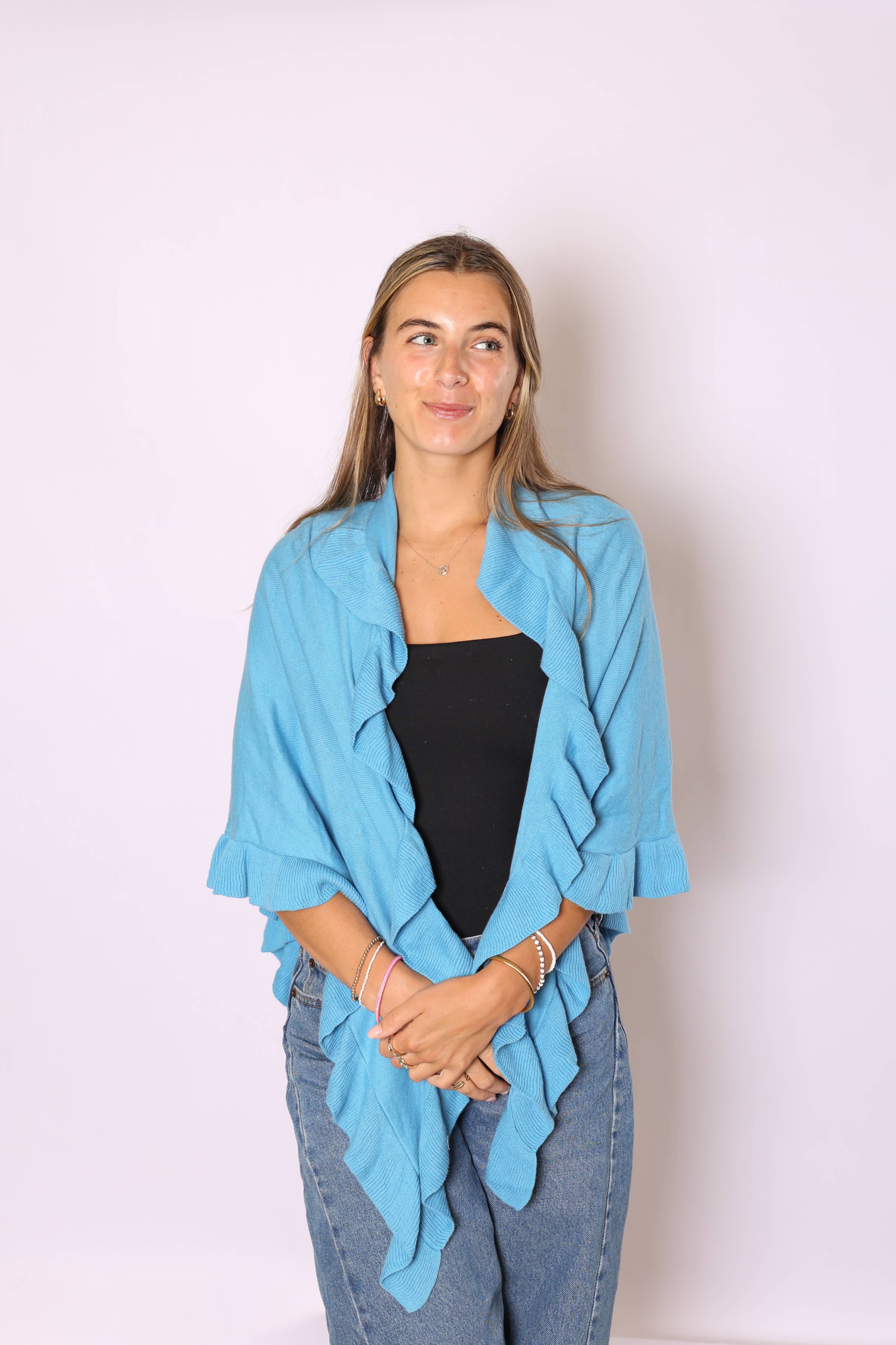 Ava Lightweight Cotton Ruffle Wrap – Year Round Layering