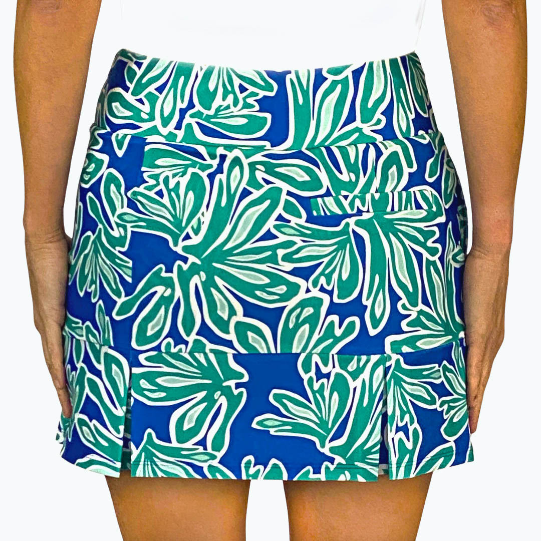 Scottsdale Pleated Skort in Beach Palm Royal and Aqua Tides (Sample)