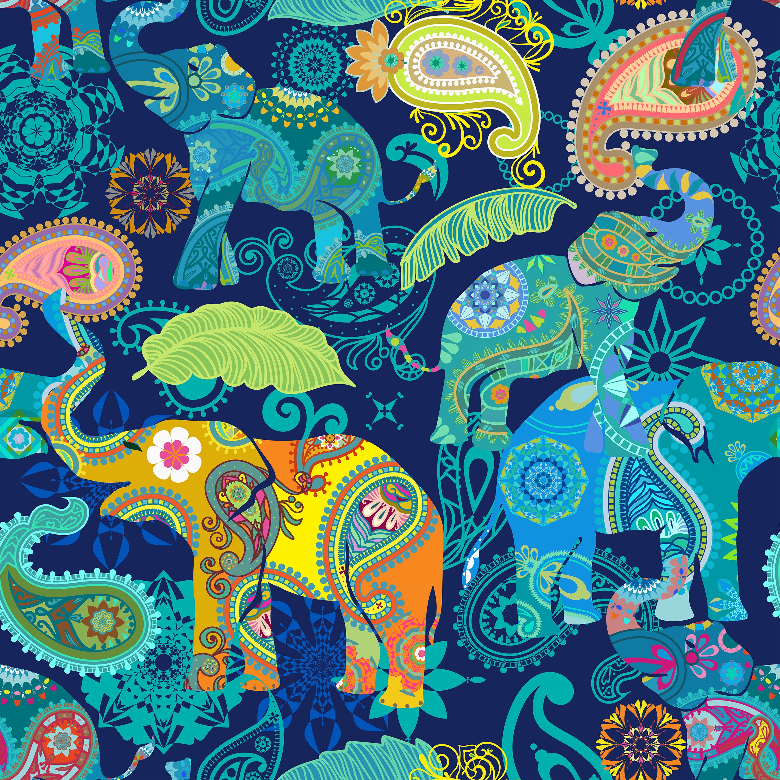 St. Regis Dress in Paisley Pachyderms Navy