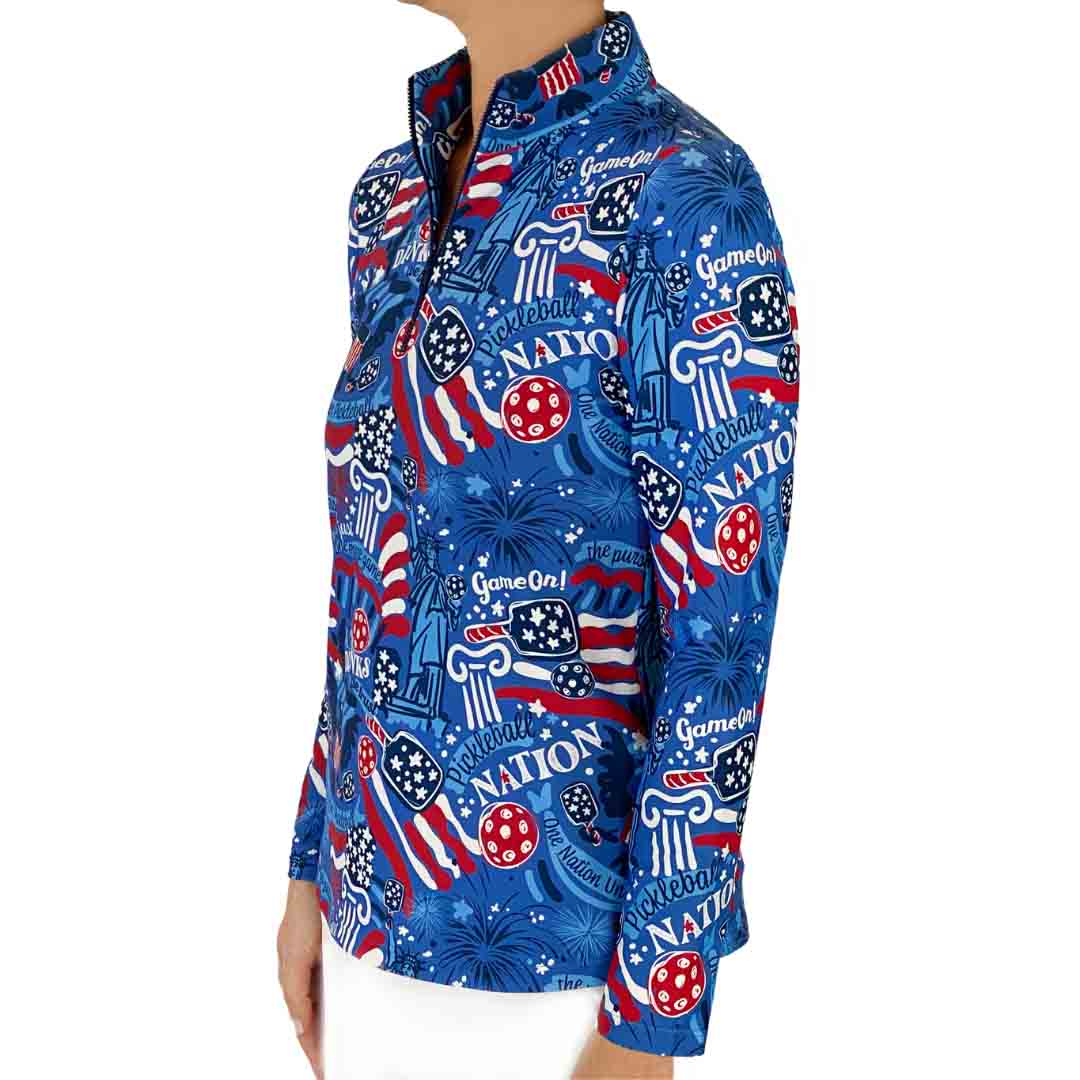 Anna Maria Pullover in Pickleball Nation Red White Blue (Sample)