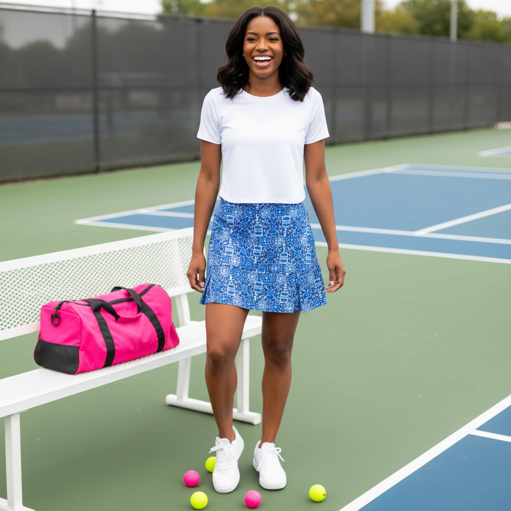 Scottsdale Pleated Skort in Peace Love Pickleball Royal