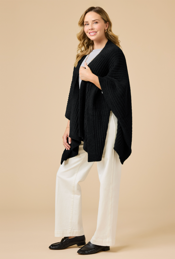 Softies Women's Ultra Soft Ribbed Shawl Wrap - One Size