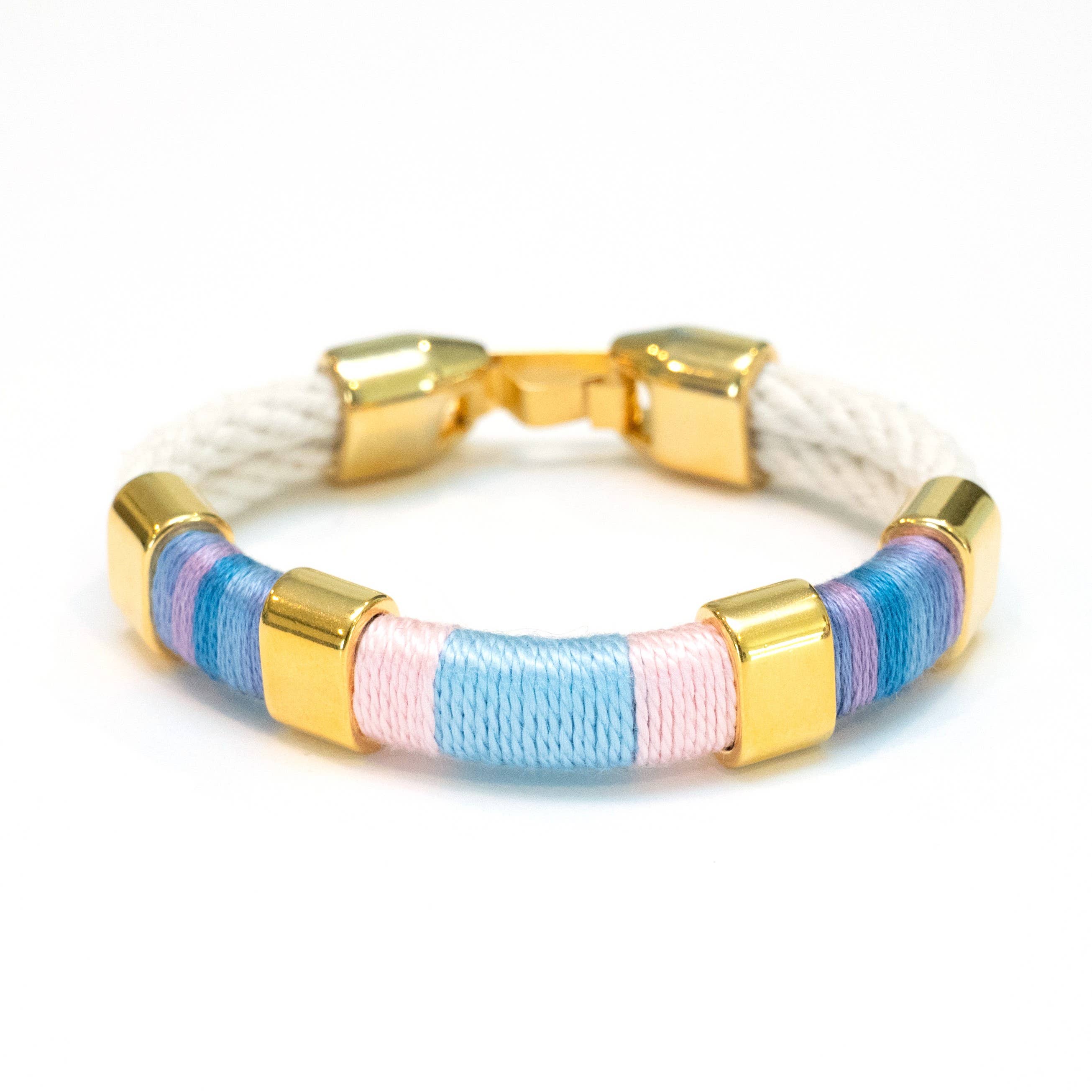 Newbury - Ivory/Hydrangea/Gold - Nautical Rope Bracelet
