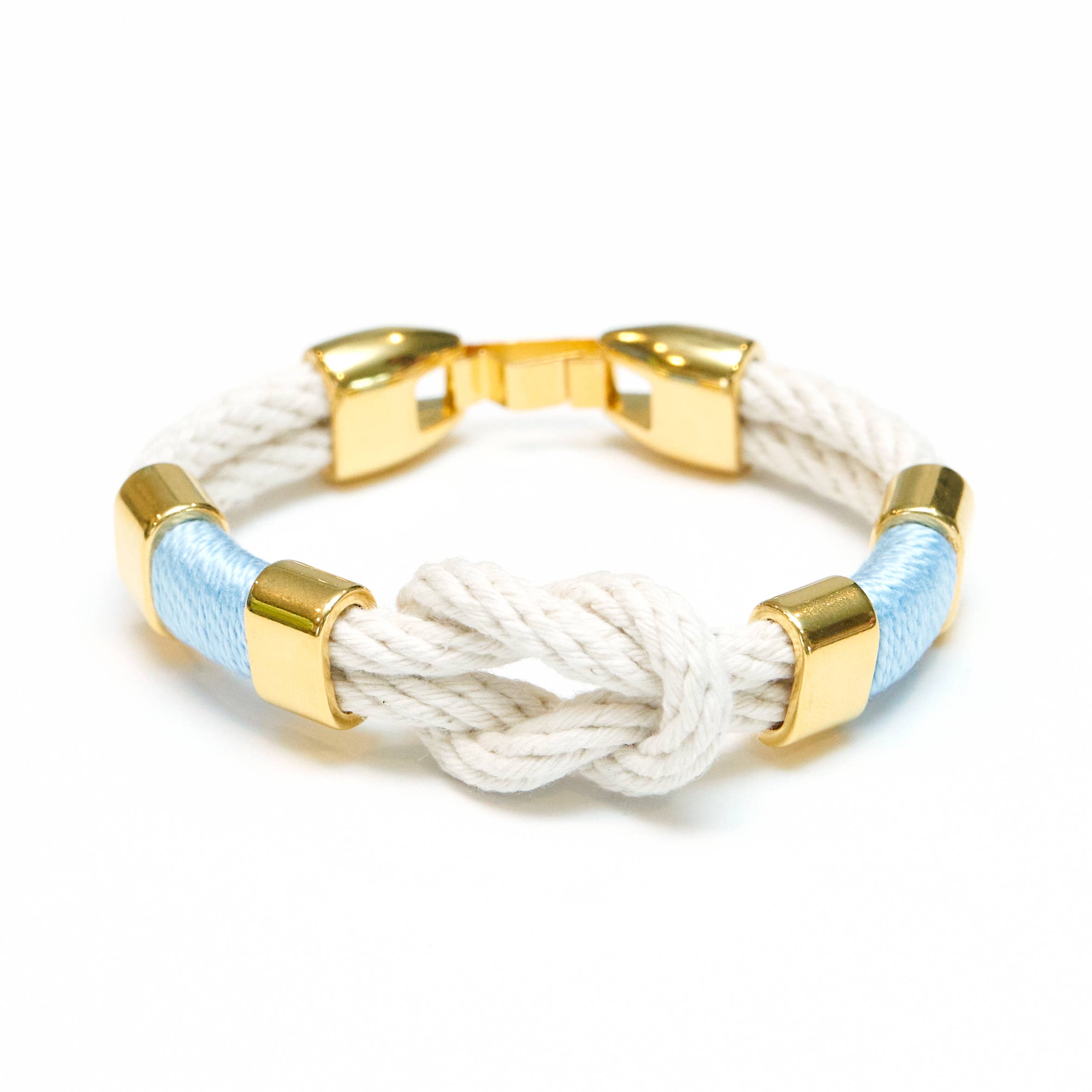 Starboard - Ivory/Light Blue/Gold - Nautical Rope Bracelet