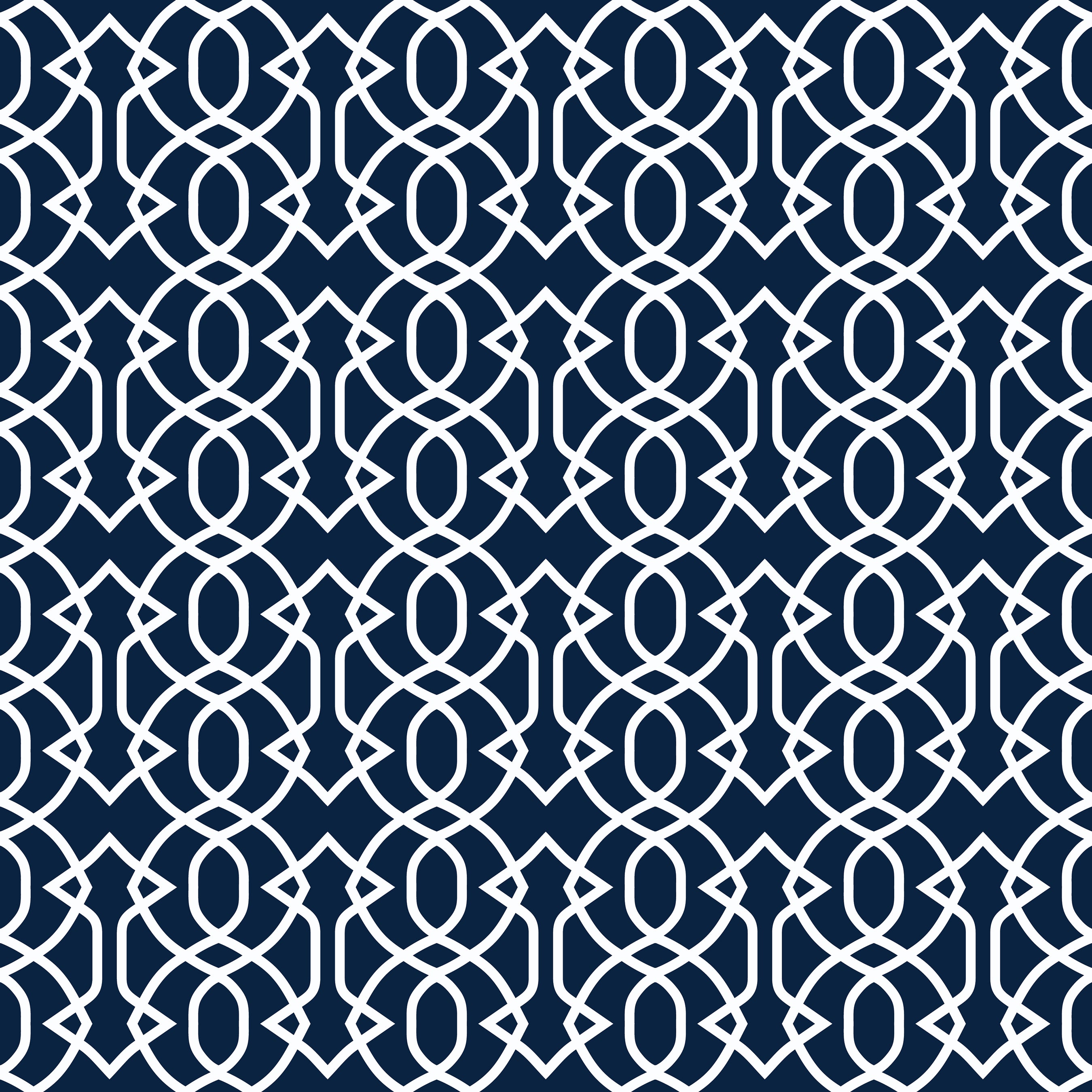Designer Tea Towel in Imperial Trellis Navy and White