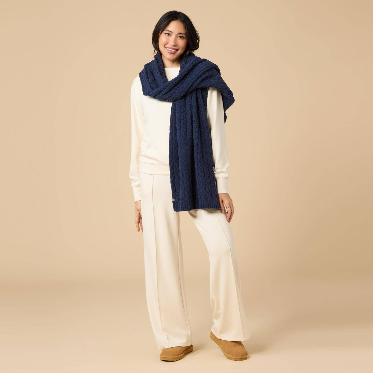 Women's Ultra Soft Plush Cable Knit Winter Scarf