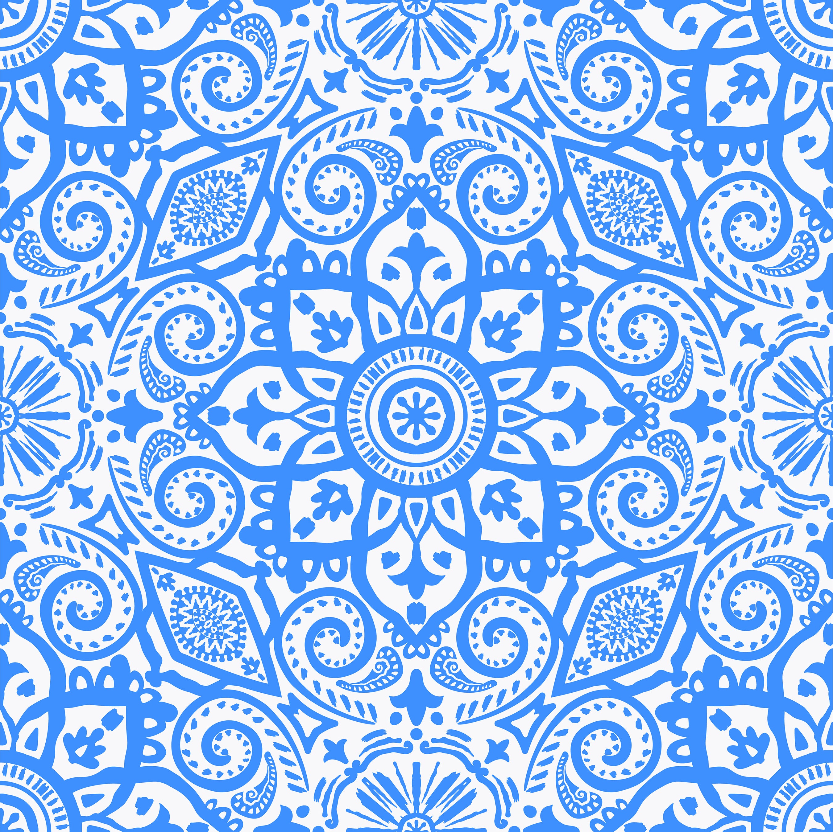 Brisbane V-Neck Dress in Marrakesh Express Blue and White