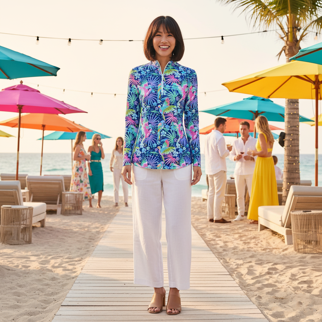 Anna Maria Pullover in Parrotheads at Play Cobalt (Sample)