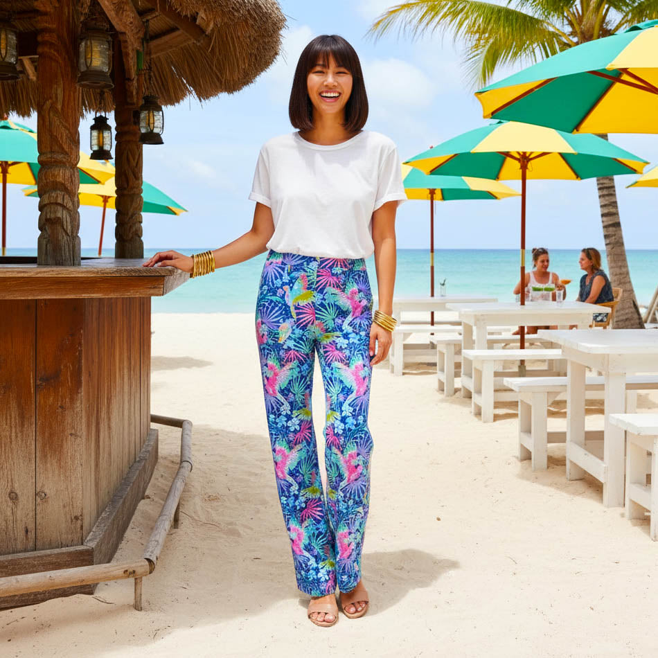 Park Avenue Palazzo Pants in Parrotheads at Play Cobalt (Sample)