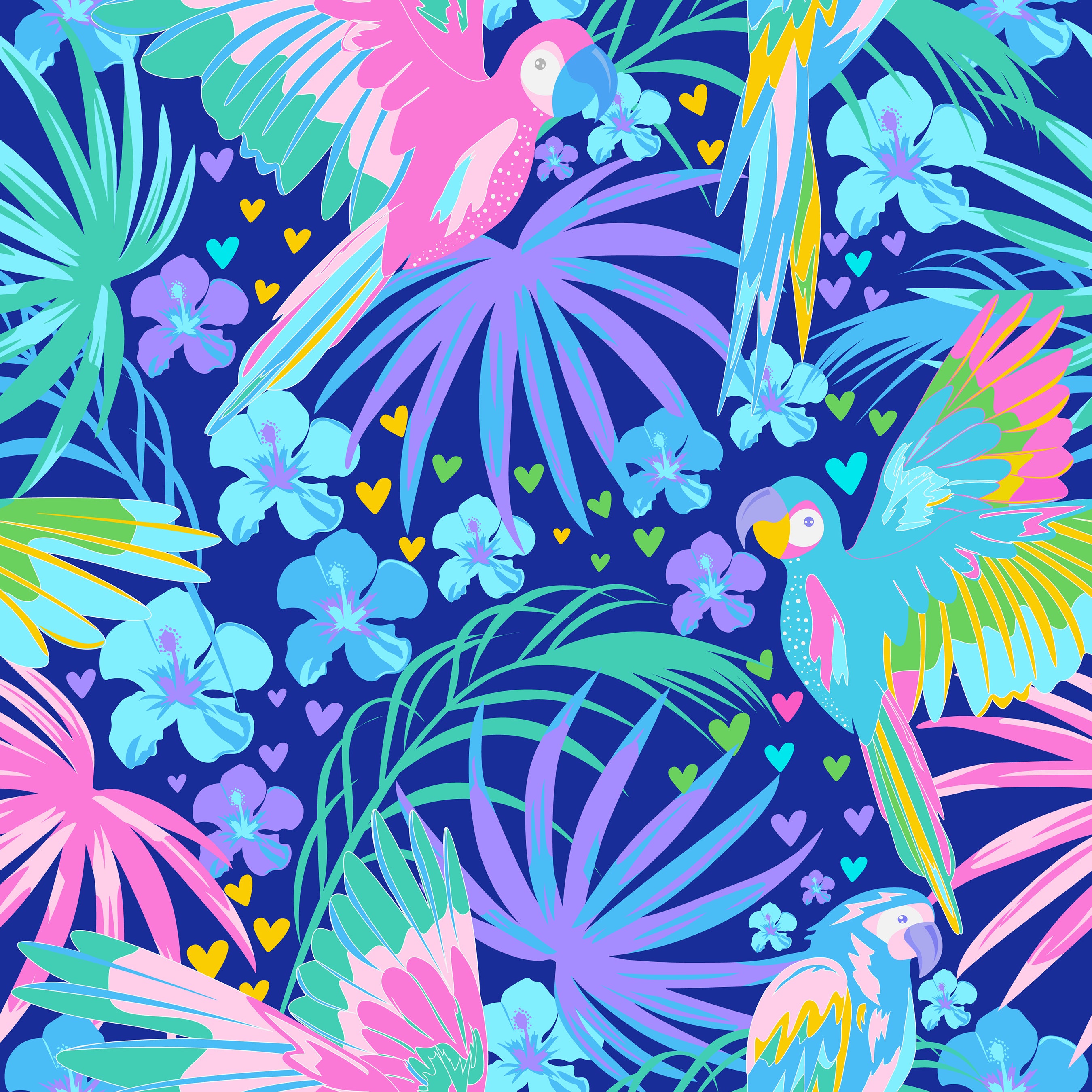 Hyannis Tee Shirt Dress in Parrotheads at Play Cobalt