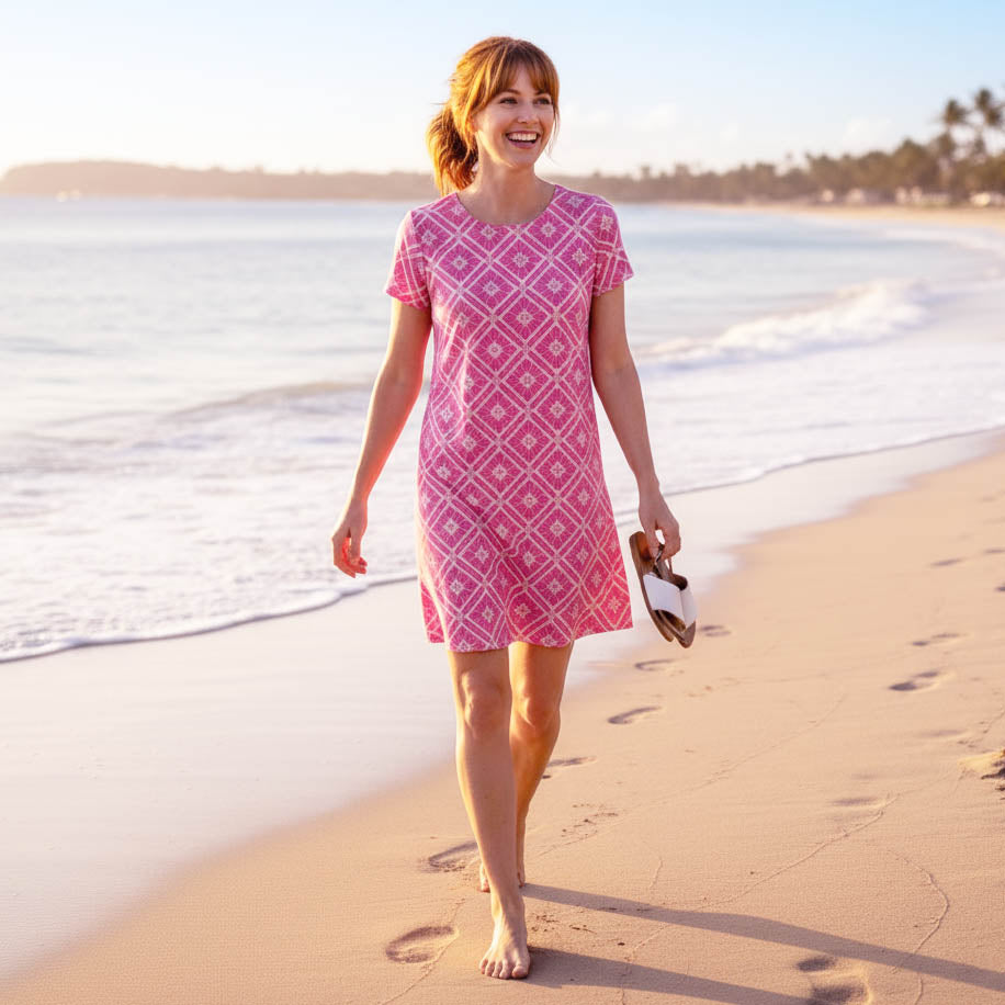 Hyannis Tee Shirt Dress in Tiki Bar Is Open Pink