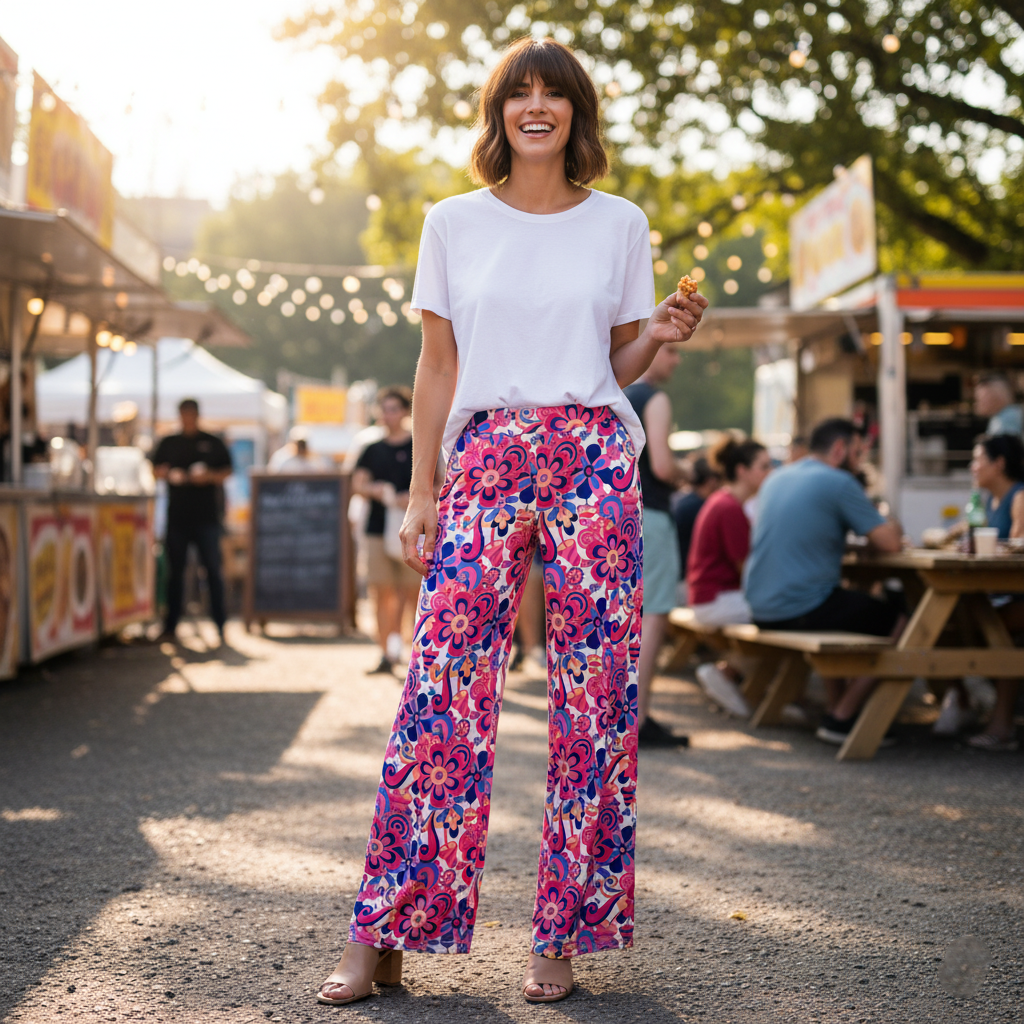 Park Avenue Palazzo Pants in Day Tripper Pink and Creamsicle