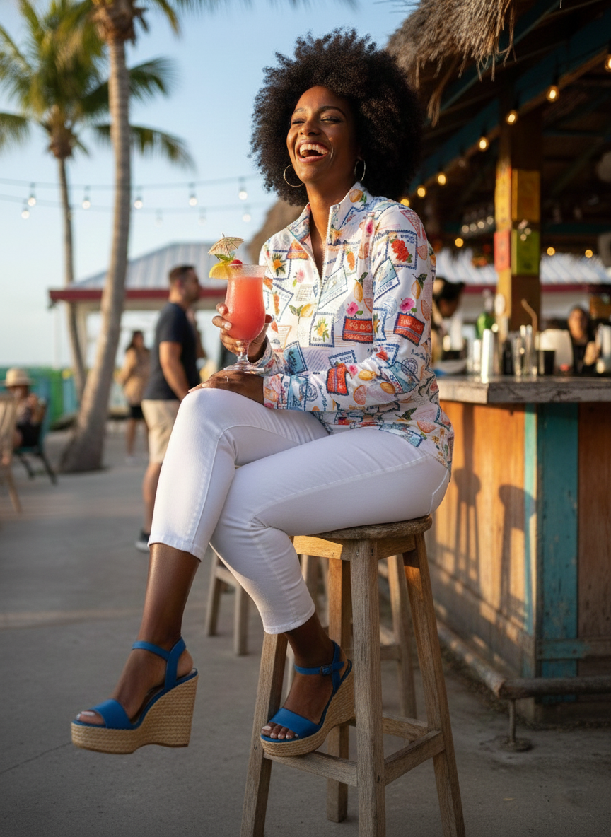 Anna Maria Pullover in Pack My Bags White