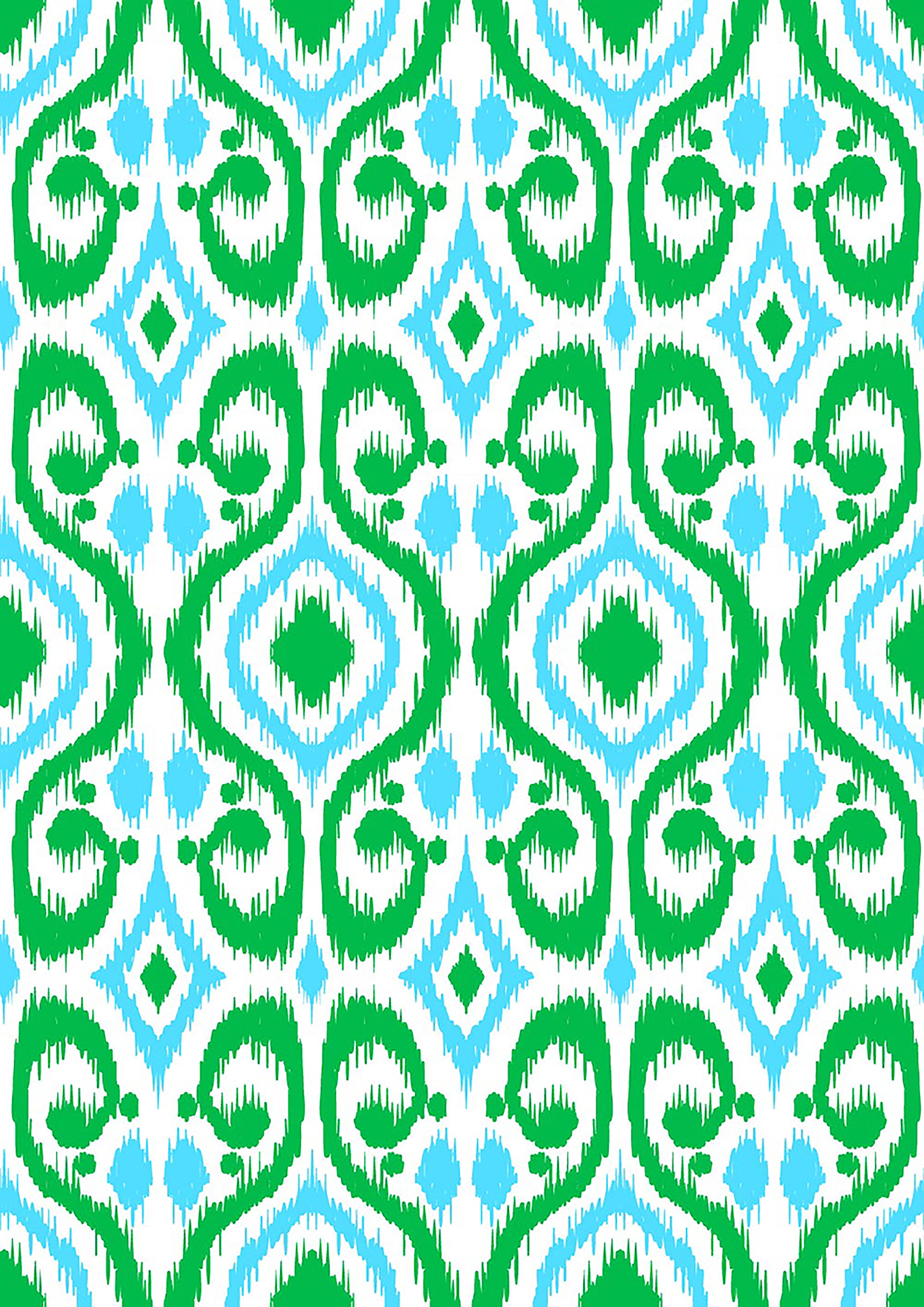 Baton Rouge Top in Ikat Island Turquoise and Kelly Green