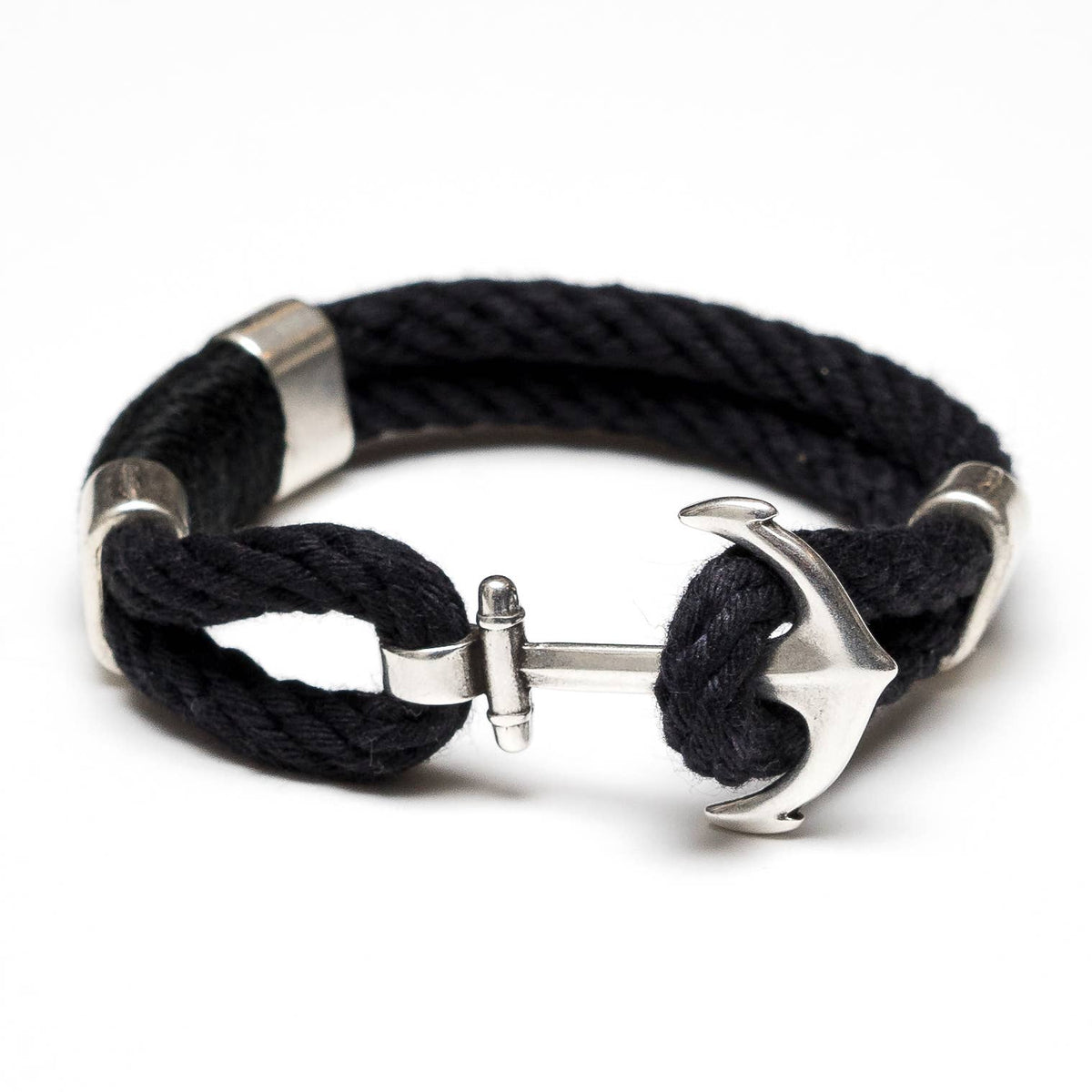 Waverly - Black/Black/Silver - Nautical Rope Anchor Bracelet