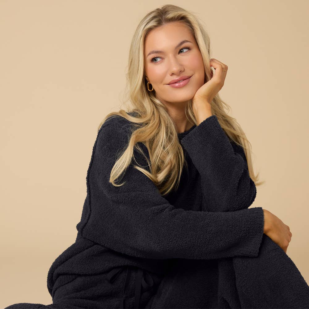 Oprah's Favorite Ultra Soft Plush Reverse Seam Lounge Set Midnight