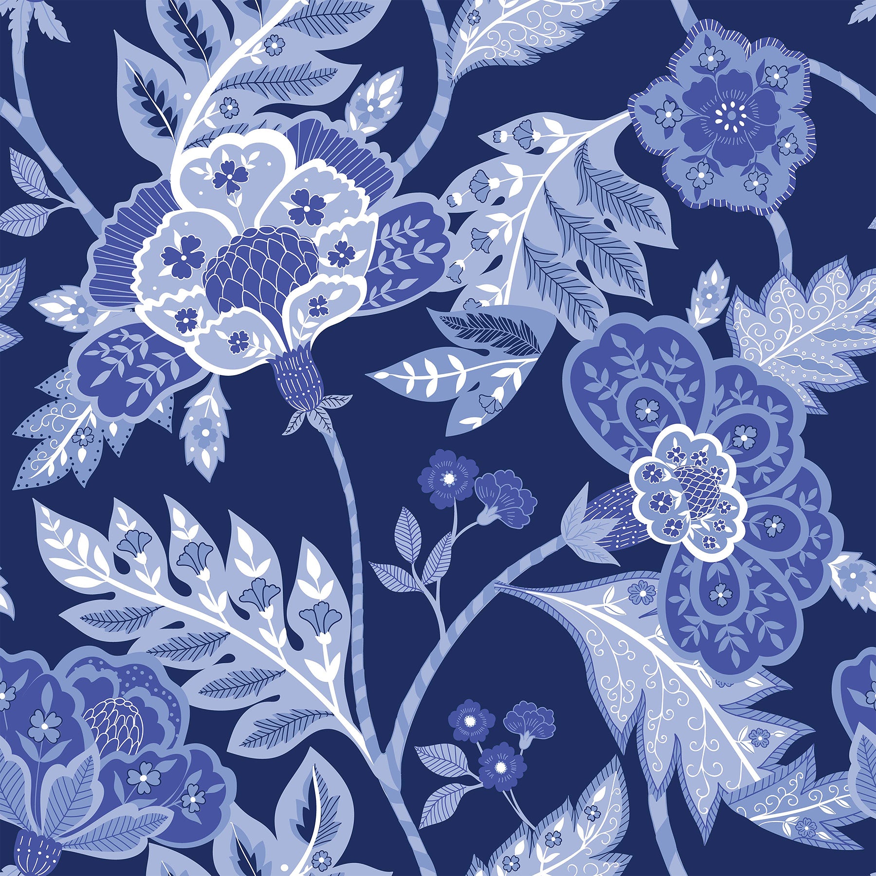 Jekyll Island Tiered Midi Dress in Aneesha's Vines Navy and White