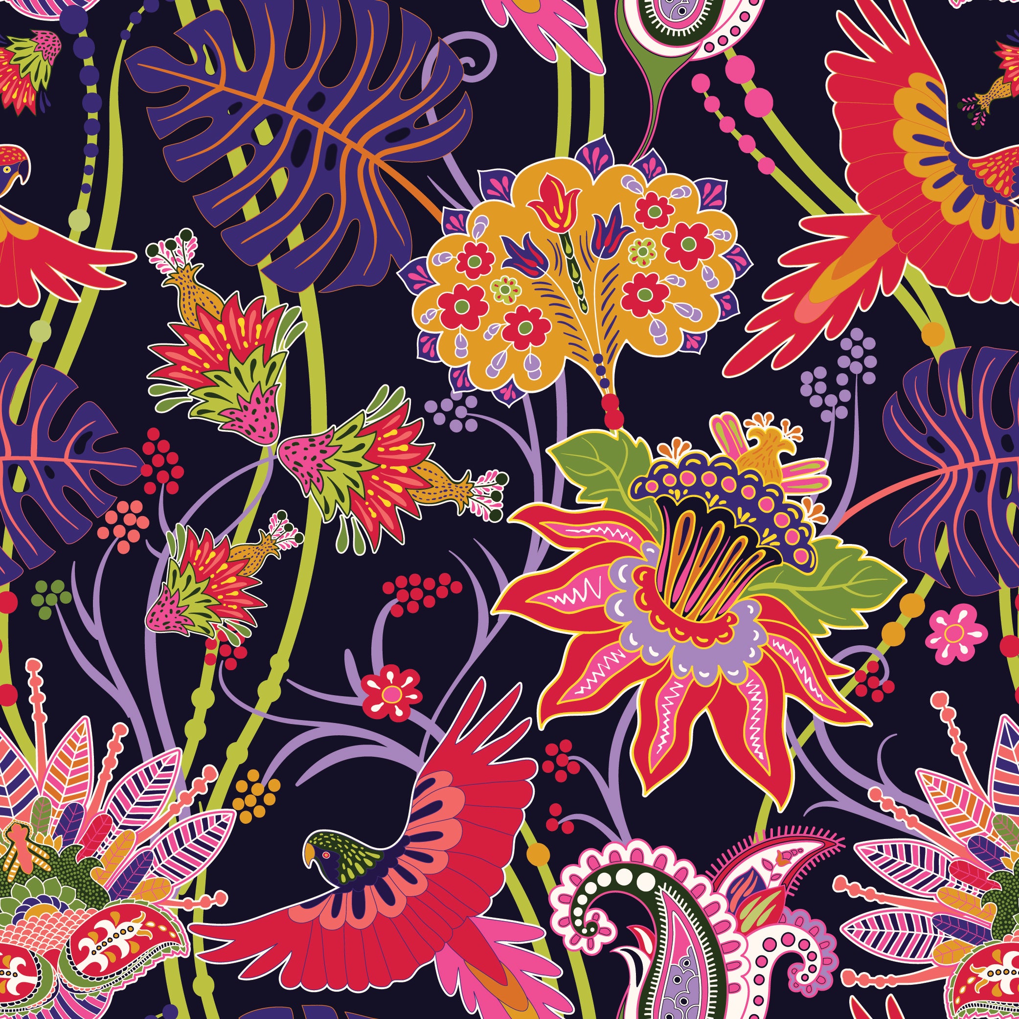 Vero Beach Dress in Flight of Fancy Multi on Deep Purple