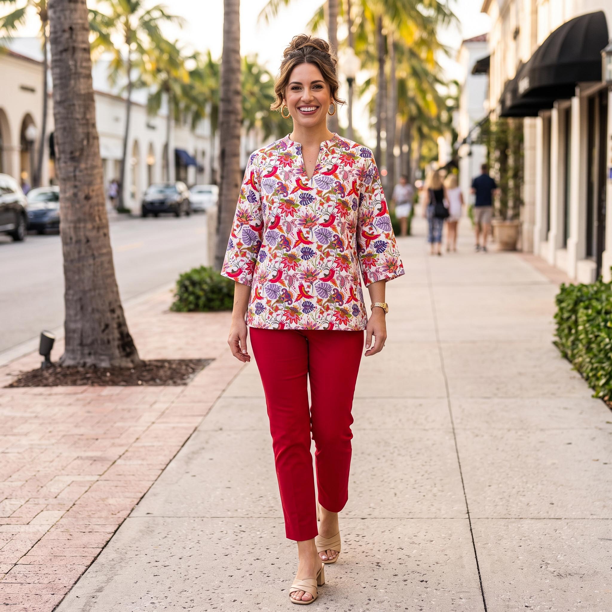 Baton Rouge Top in Flight of Fancy Cream