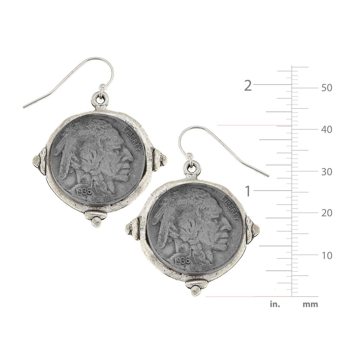 Silver Vintage Indian Head Coin Earrings