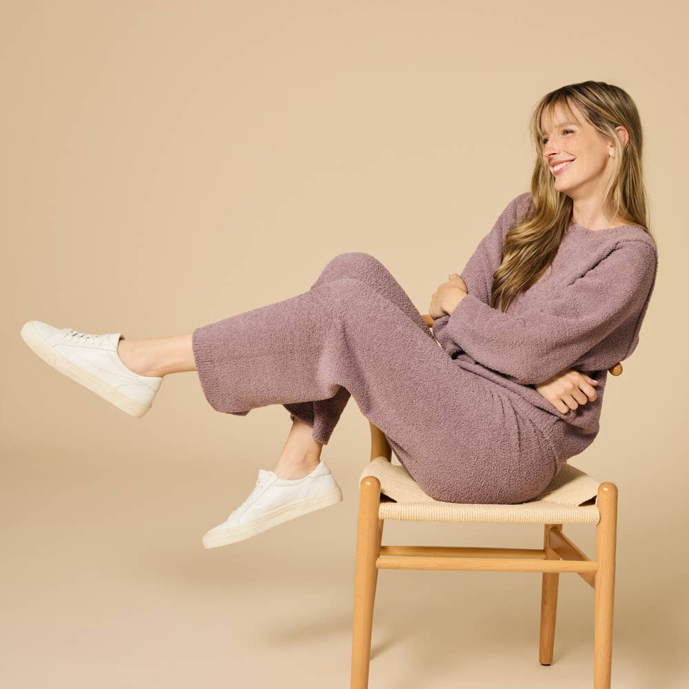Oprah's Favorite Ultra Soft Plush Reverse Seam Lounge Set Cherry Cola
