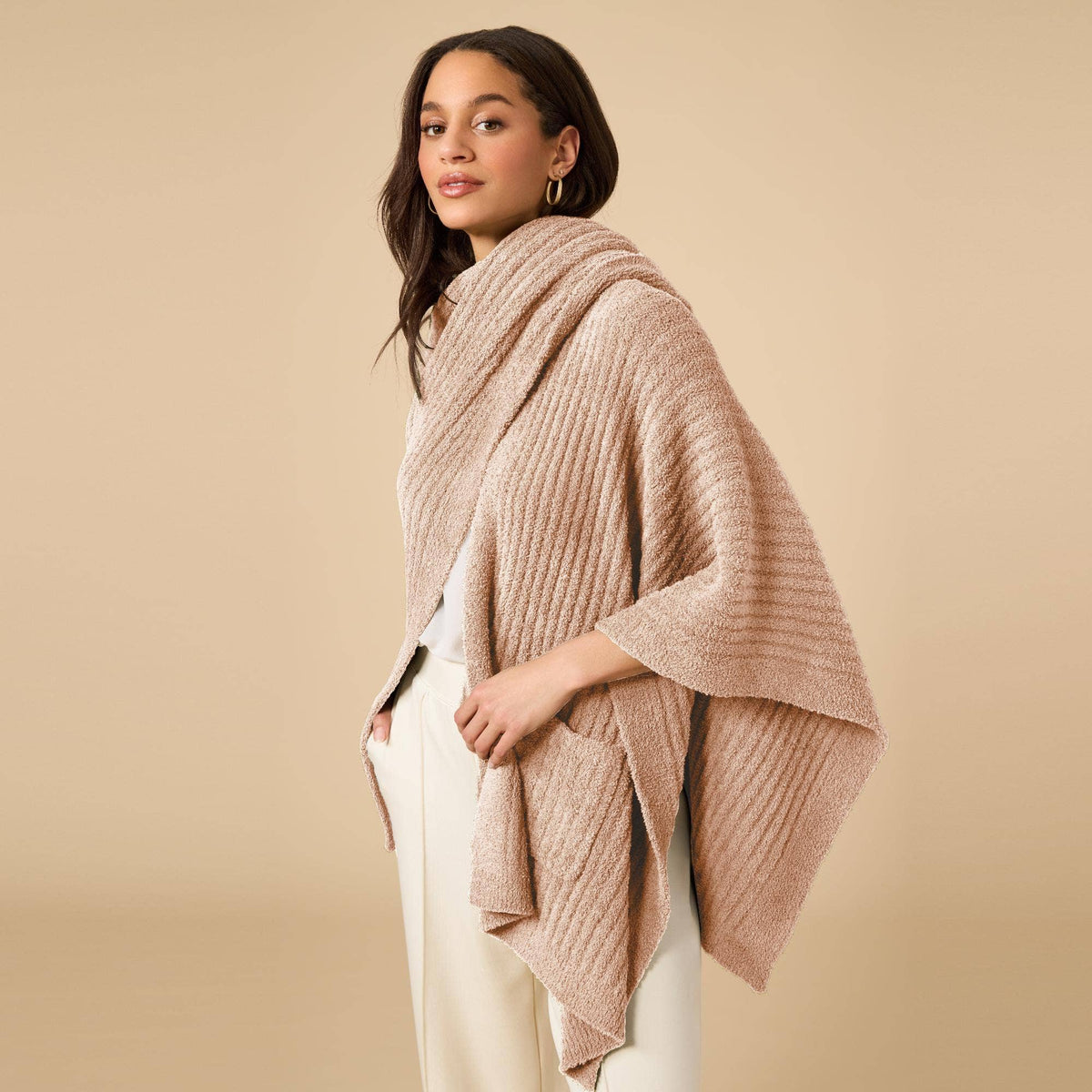 Softies Women's Ultra Soft Ribbed Shawl Wrap - One Size