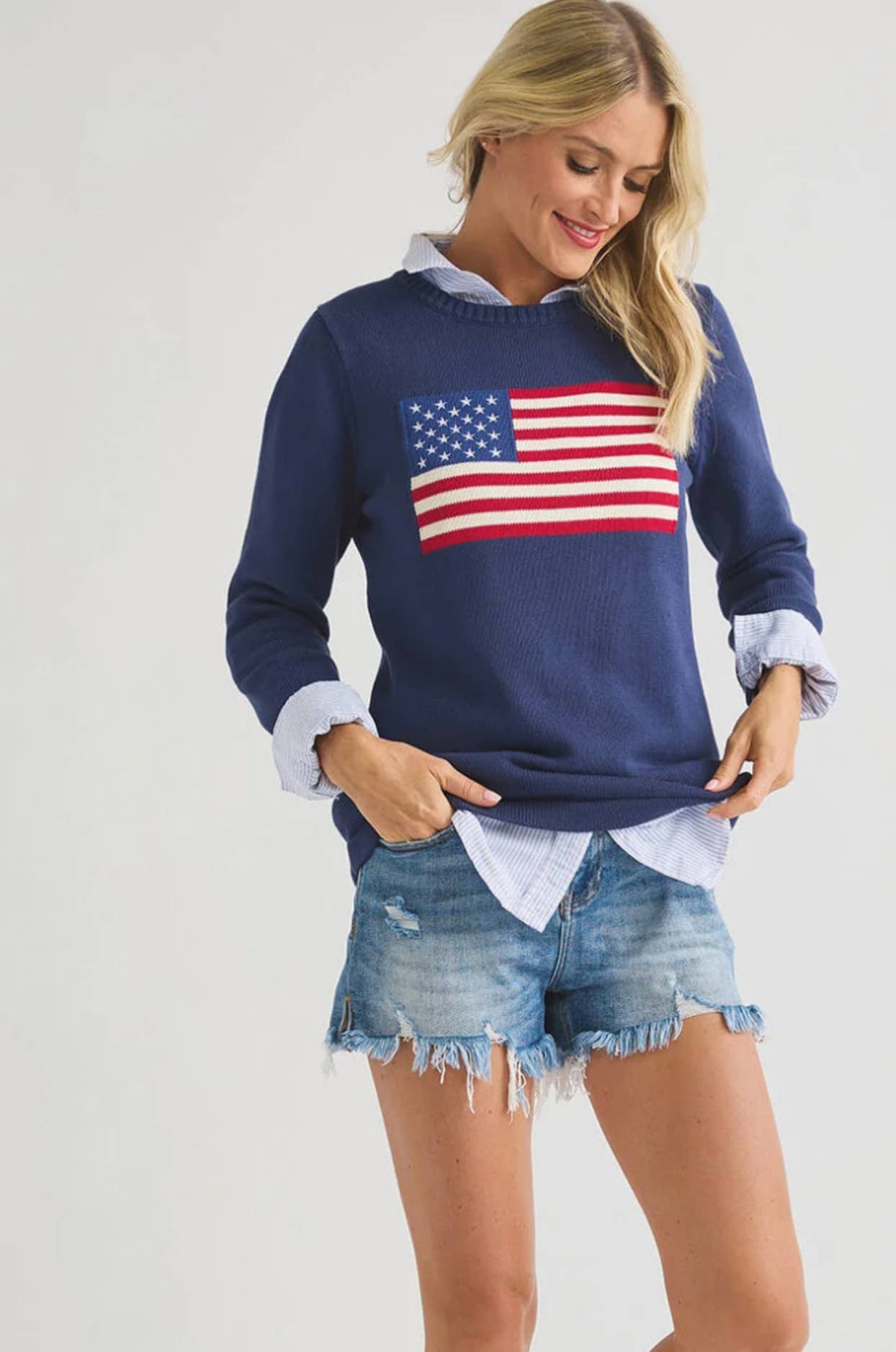 American Flag Sweater in Navy