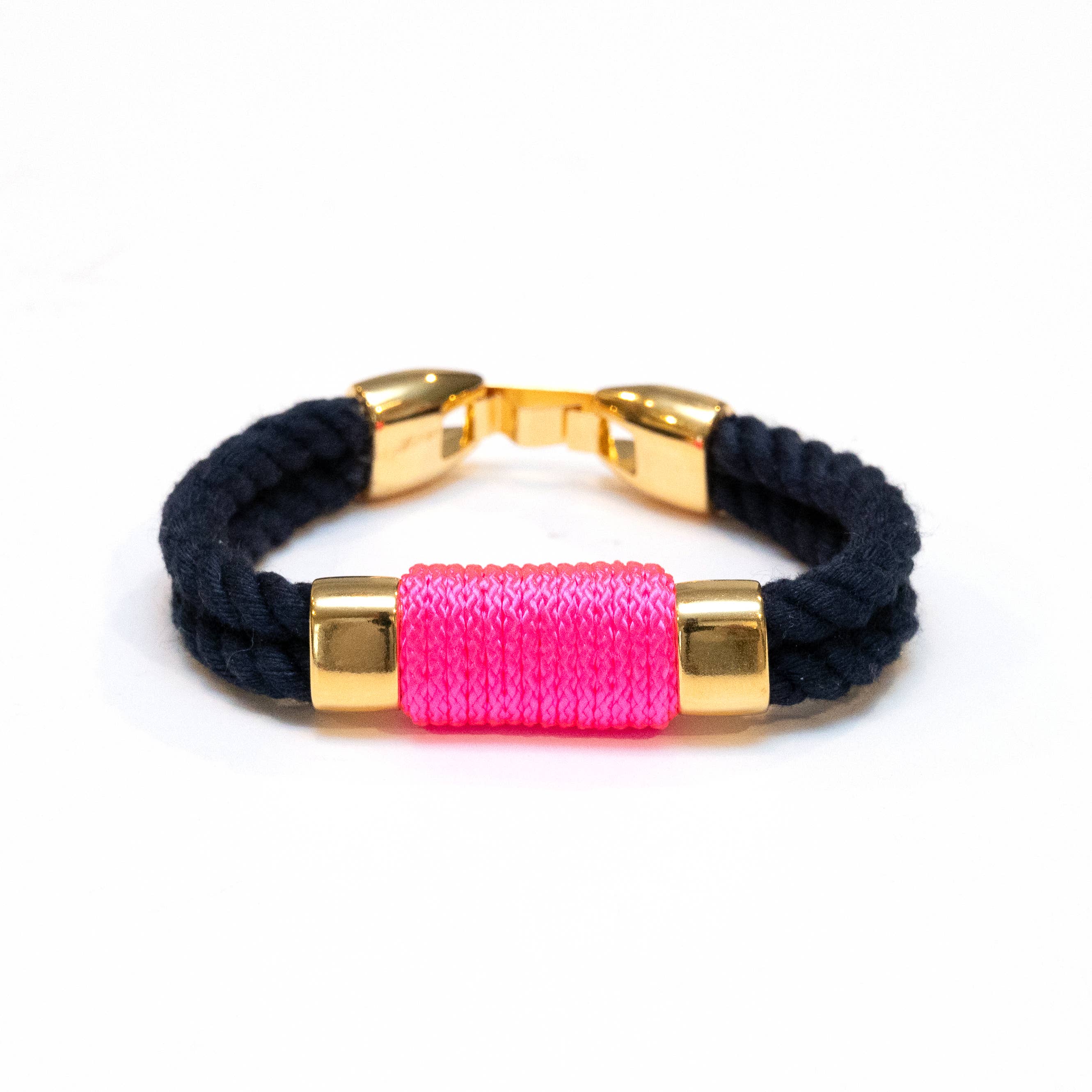 Tremont - Navy/Neon Pink/Gold - Nautical Rope Bracelet