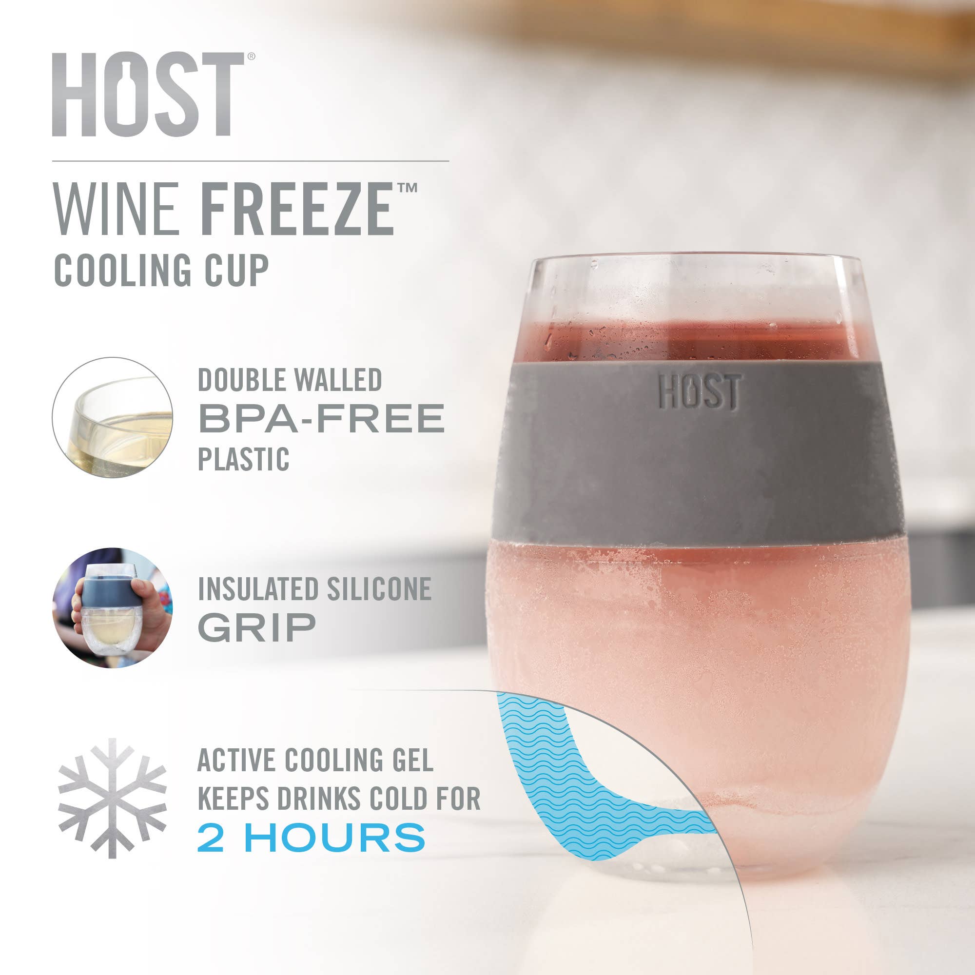 Wine FREEZE™ Cooling Cup Insulated with Cooling Gel in Mint