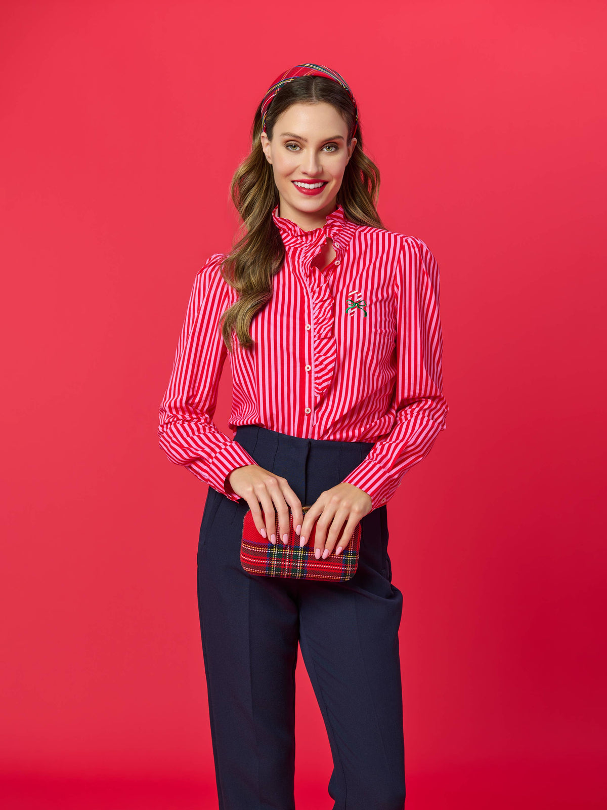 Scottie Minaudière in Pink Tartan
