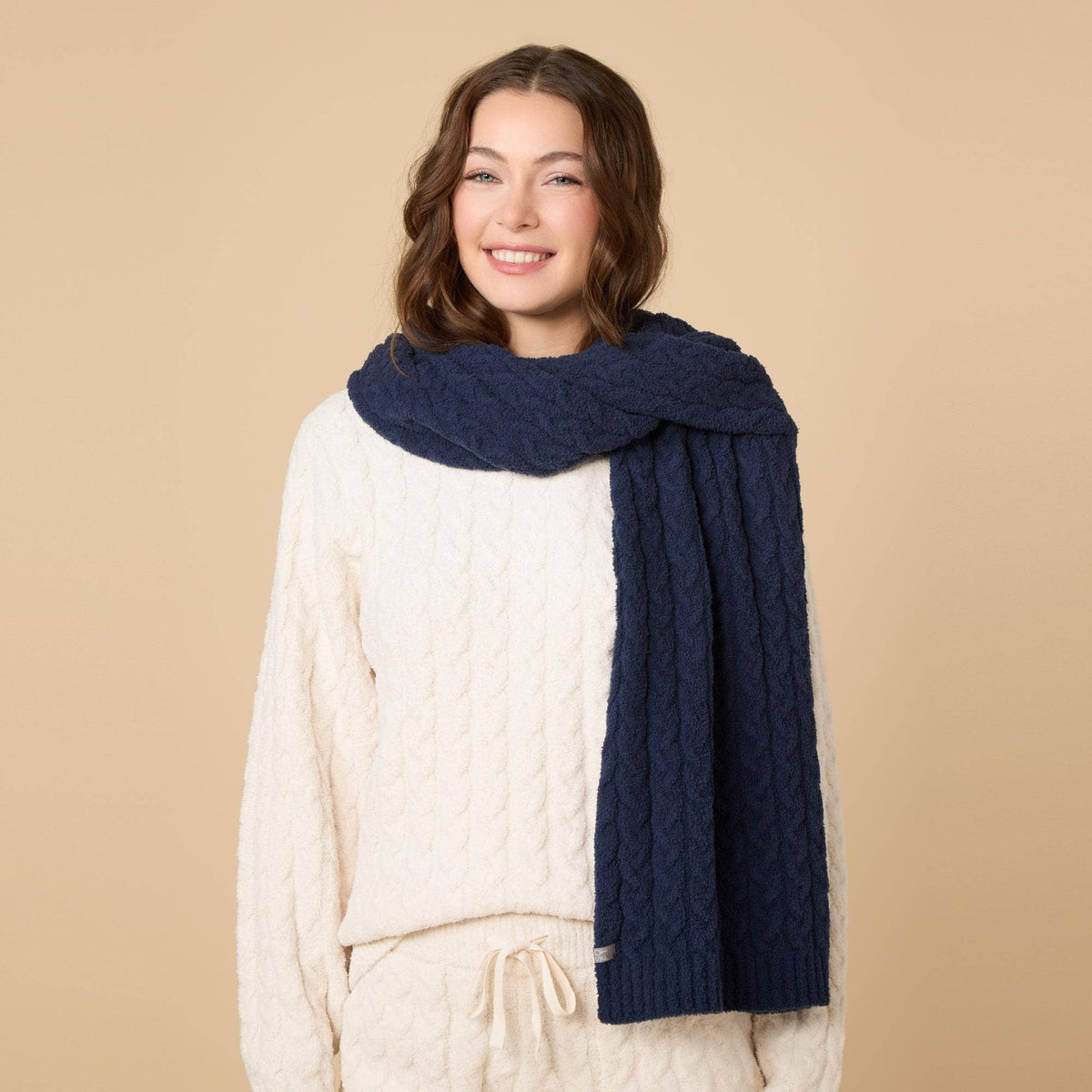 Women's Ultra Soft Plush Cable Knit Winter Scarf