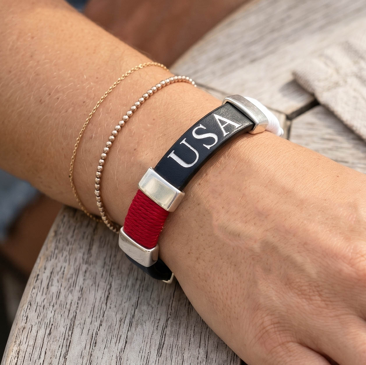 Essex - Navy/Red/White/Silver - Patriotic Americana Bracelet