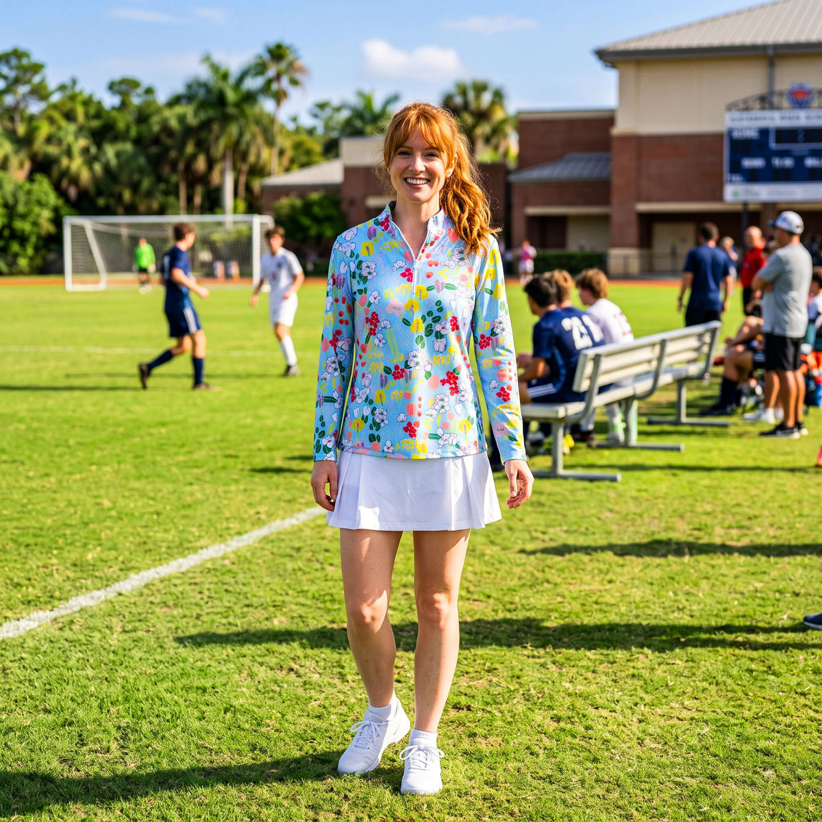 Anna Maria Pullover in Lilly's Garden Turquoise