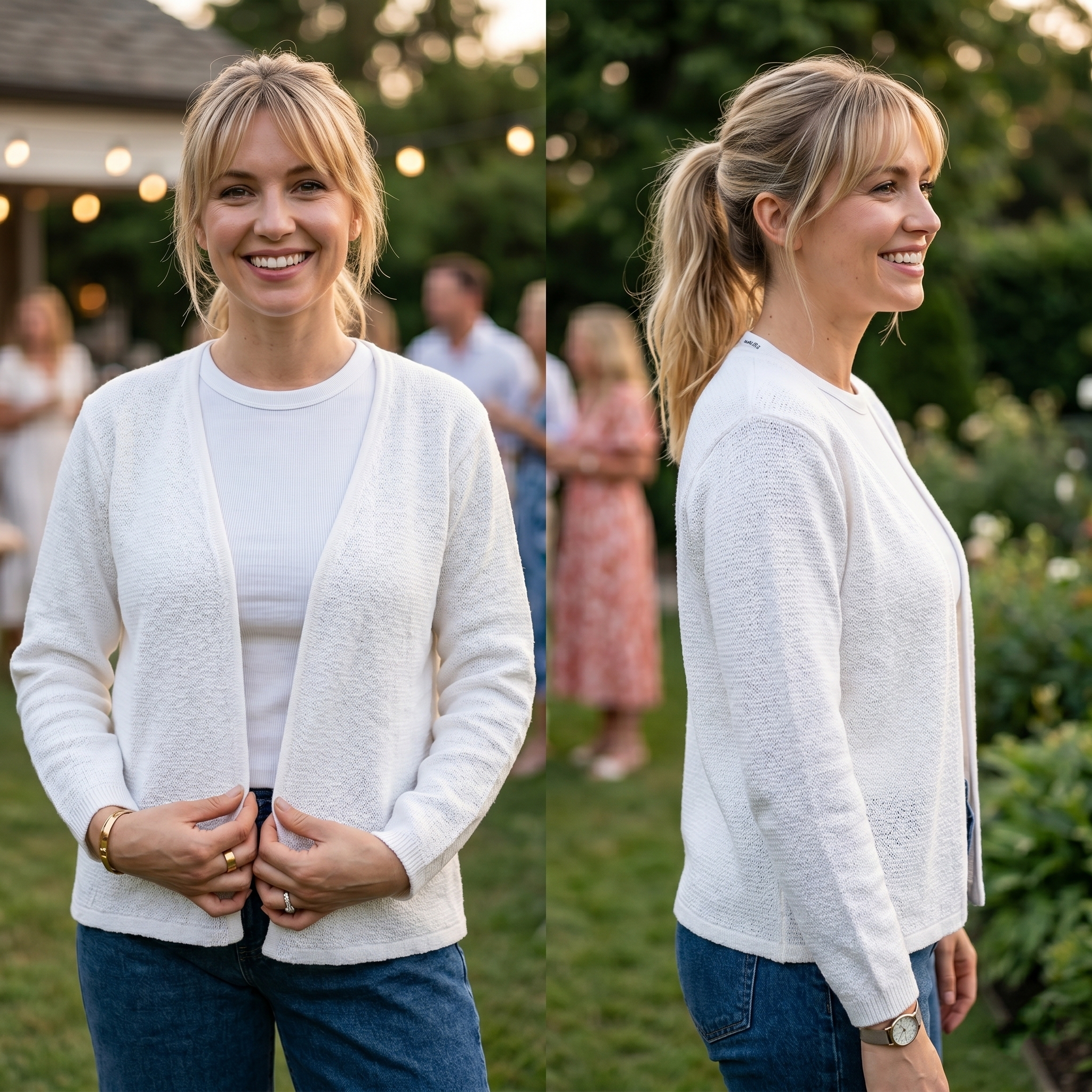 Avalin 100% Cotton Open Cardigan in White
