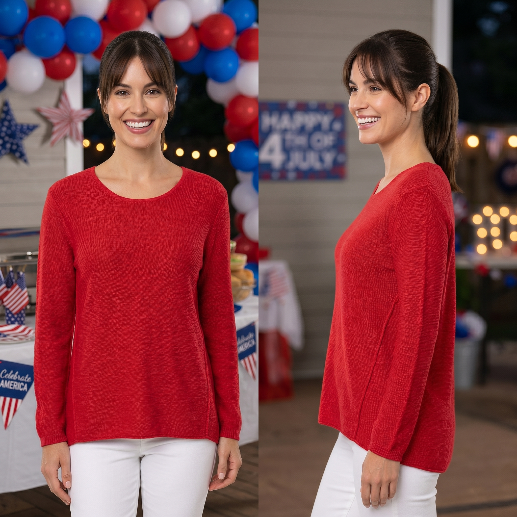 Avalin 100% Cotton Crew Neck Sweater in Red