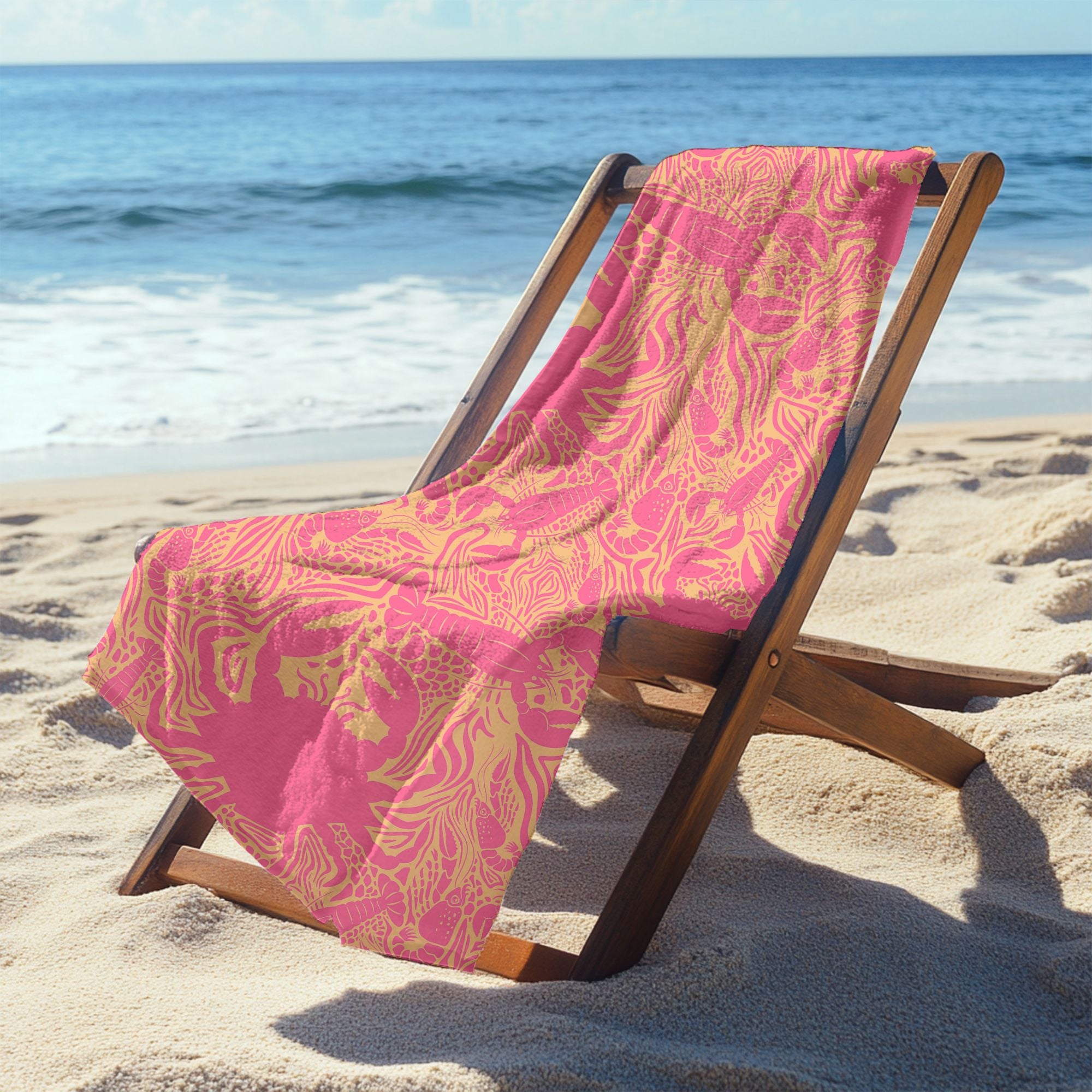 Beach Towel in Crustaceans Pink and Orange