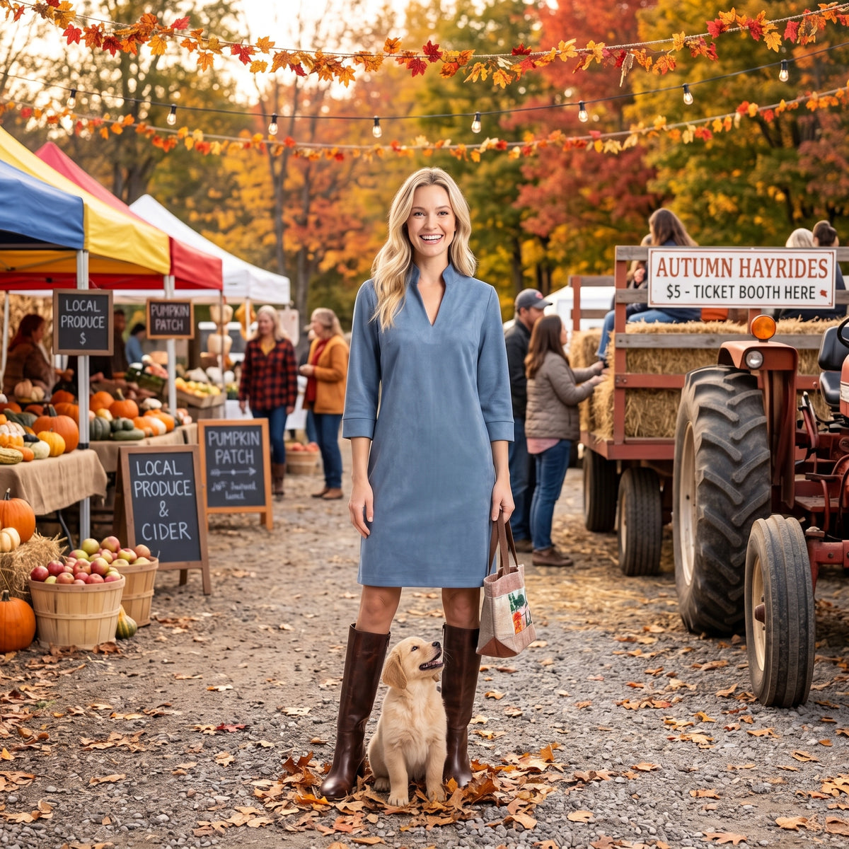 Coco Dress in Blue Jean Blue Super Suede