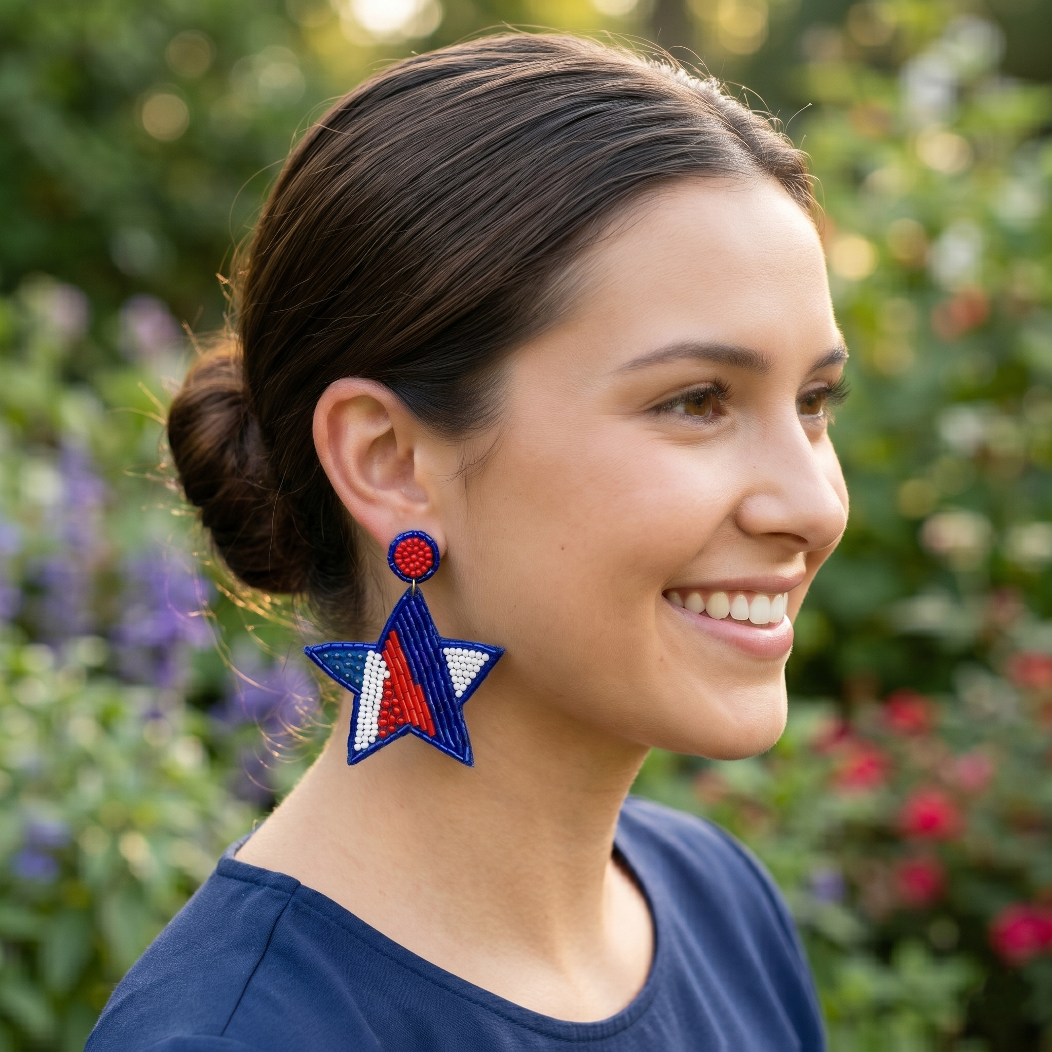Red White and Blue Big Star Earrings