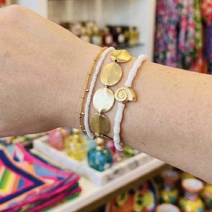 Gold Brushed Coin Stretch Bracelet