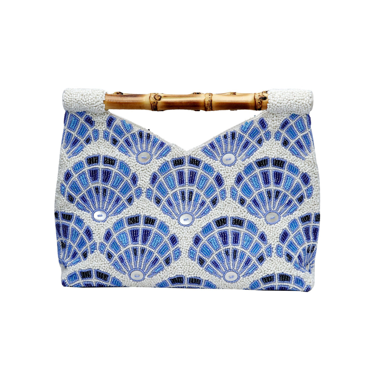 Shells Beaded Clutch with Bamboo Handle by Tiana New York