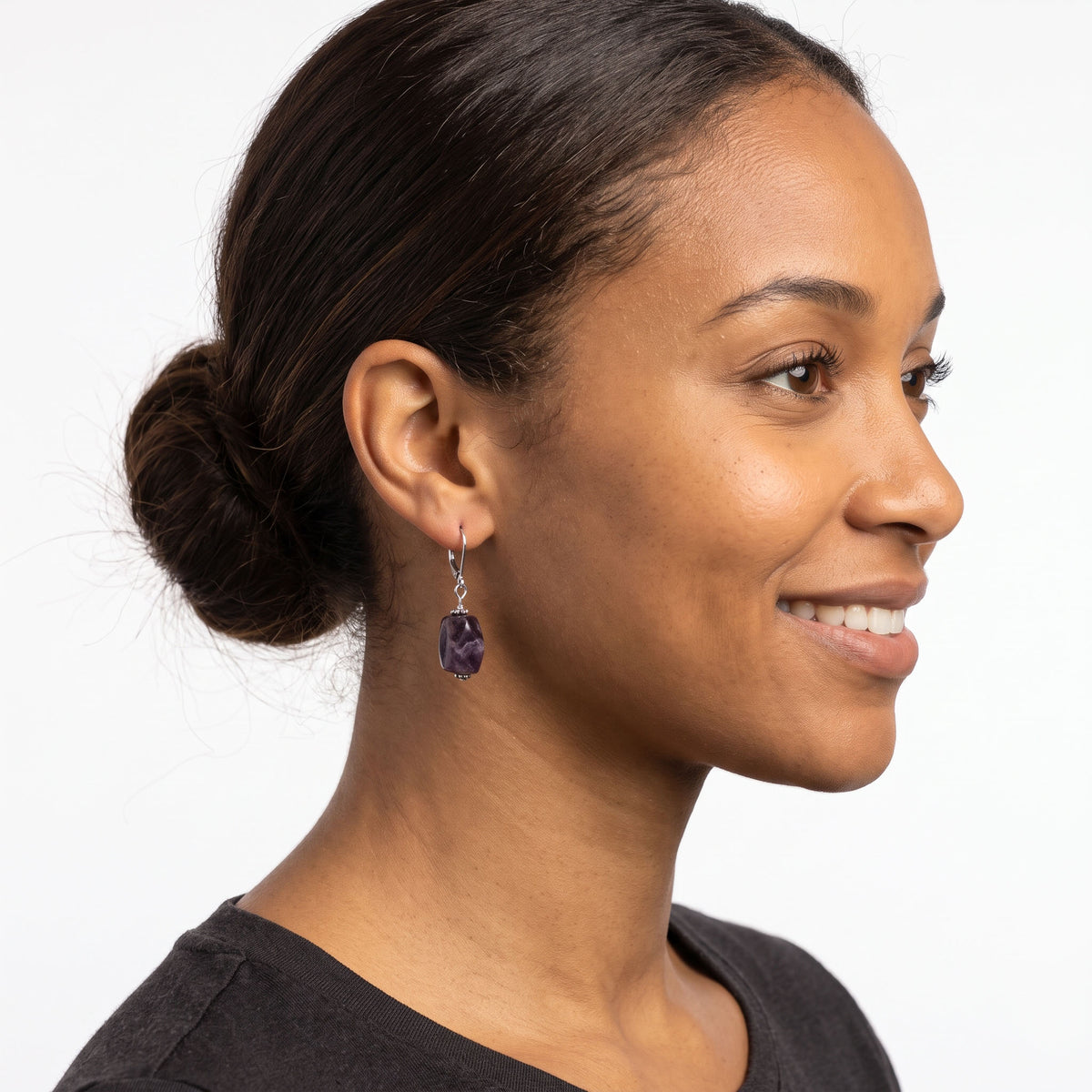 Chevron Amethyst Leverback Earrings