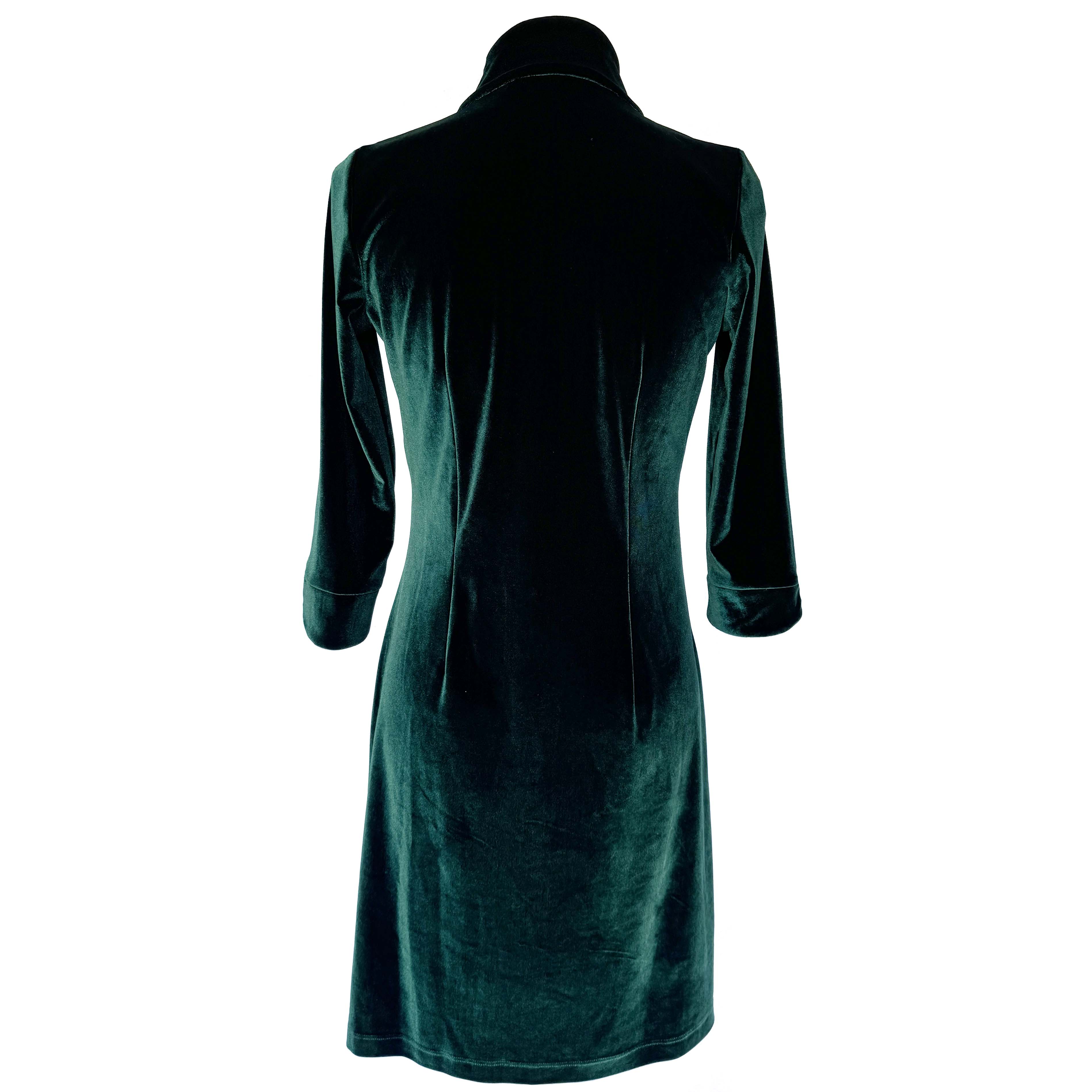 Coco Dress in Stretch Velvet in Hunter Green